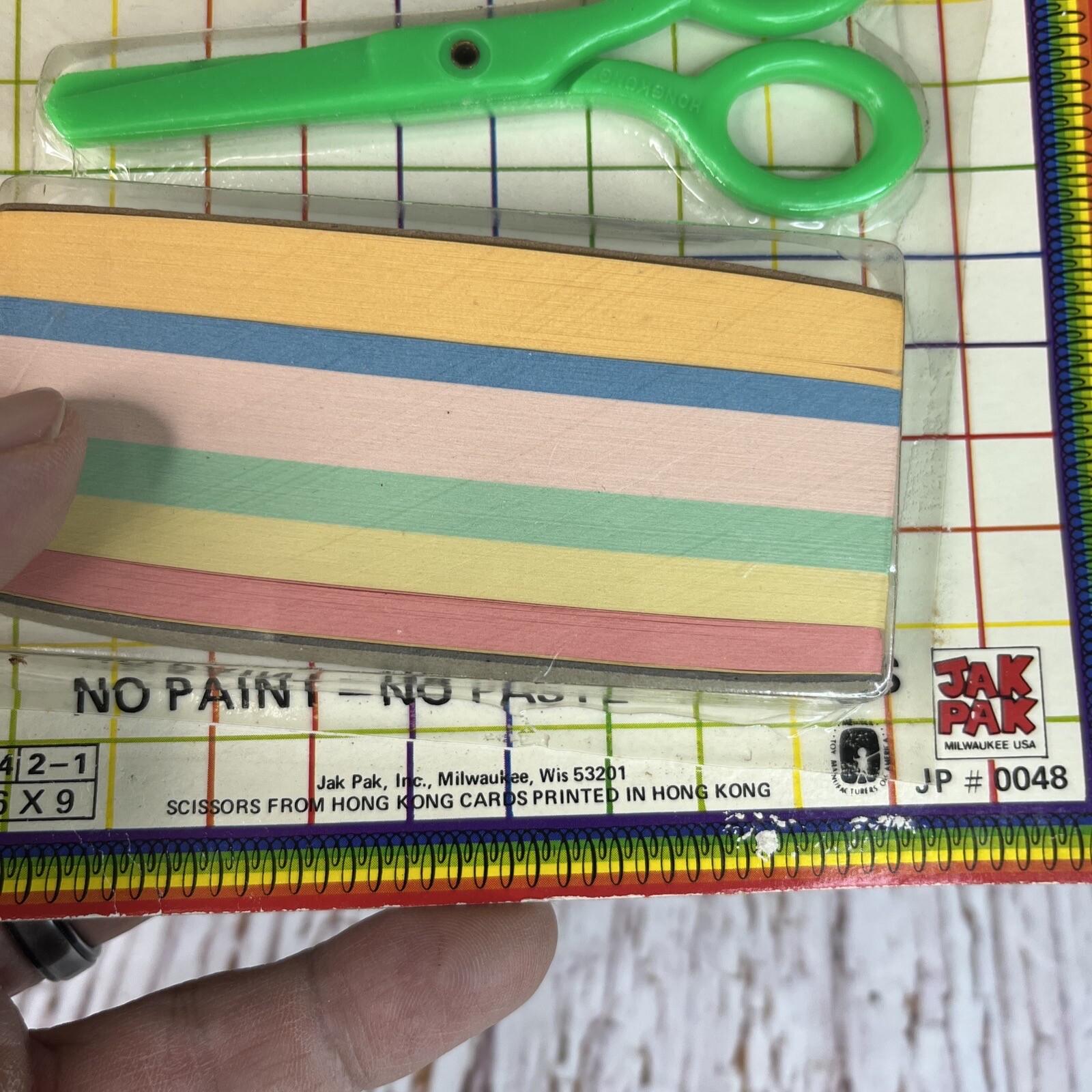 Vtg Kids Sticky Strips & Safety Scissor Set NOS Paper Craft 80s Jax 350 Bands