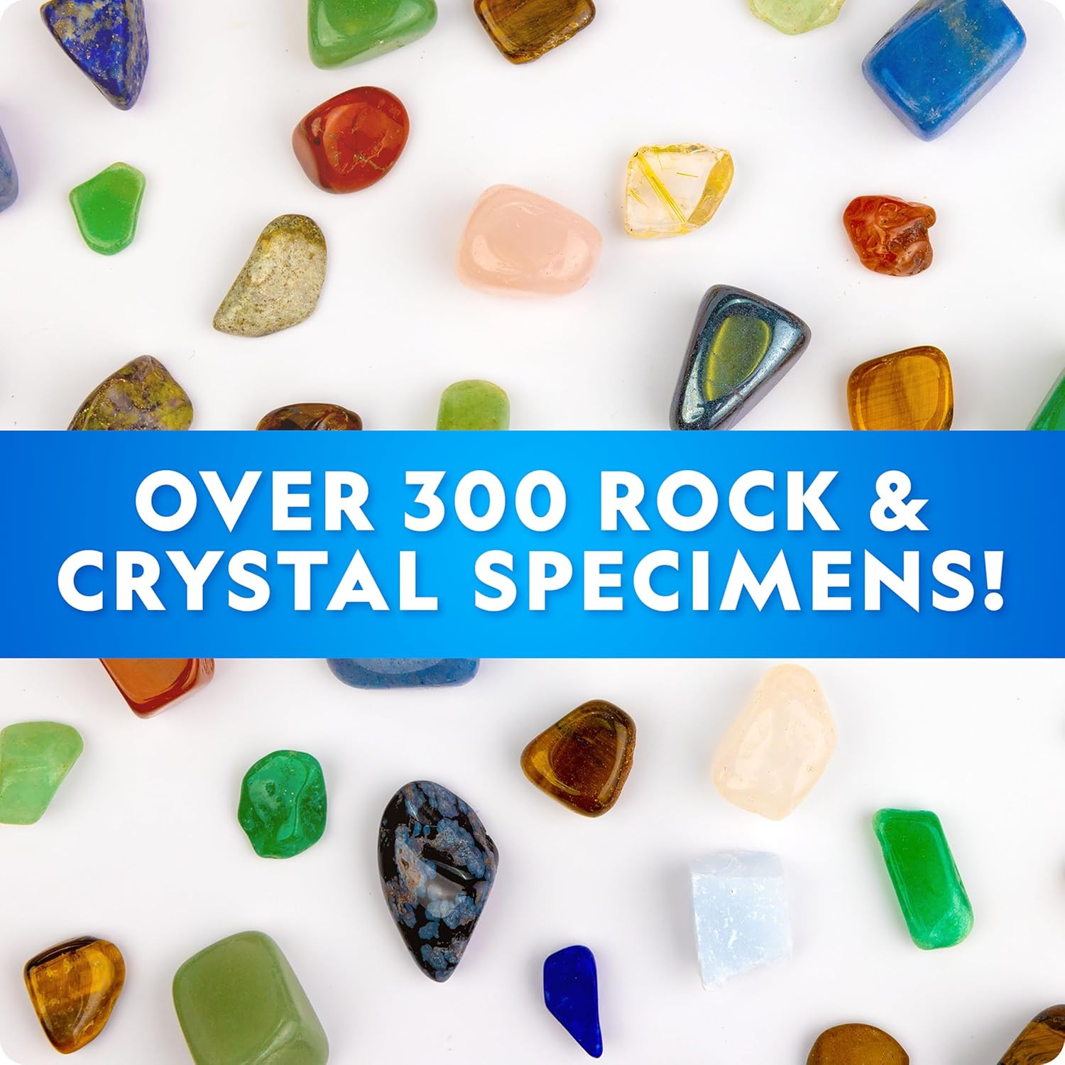 NATIONAL GEOGRAPHIC Rock Collection Box for Kids – 300 Piece Gemstones and Crys