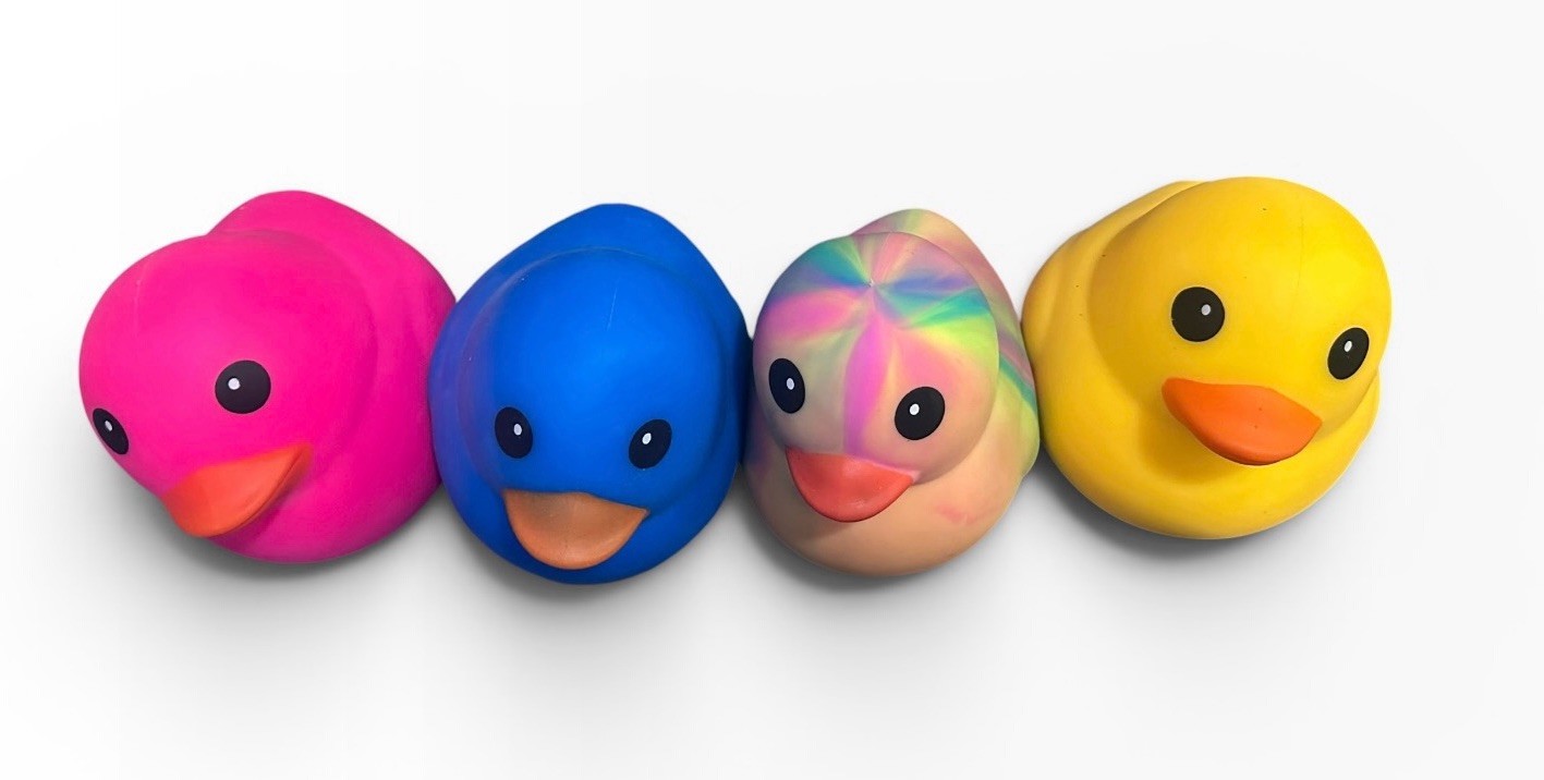 Lot Of 4 Sunny Days Jumbo Squeezy Duck Tie-Dye Squishy Stress Relief Toy New