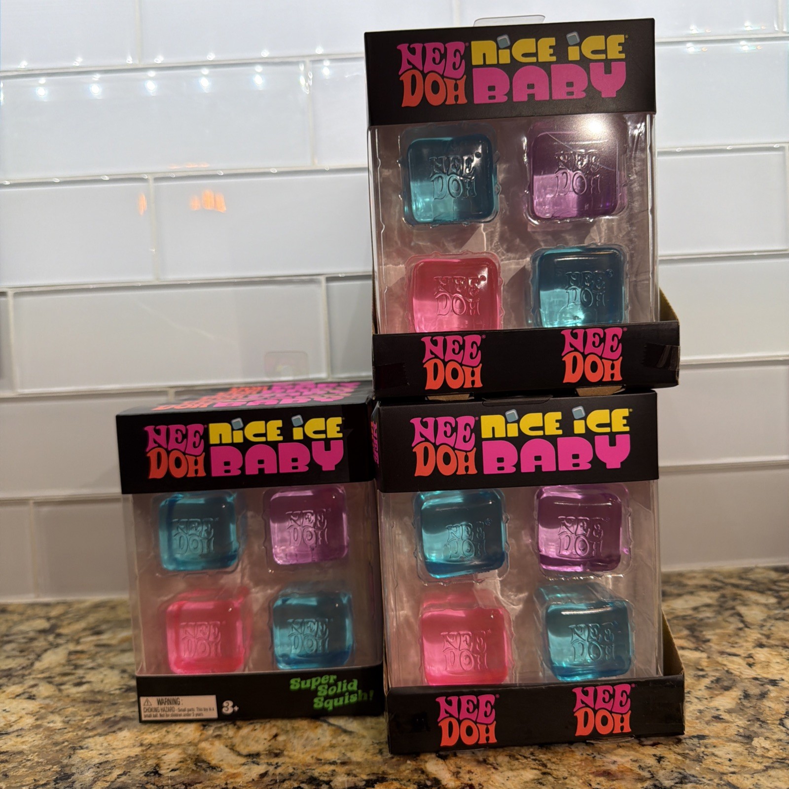 New NeeDoh Nice Ice Baby 4 pack, Set of Four Nee Doh Mini Nice Cube squishy