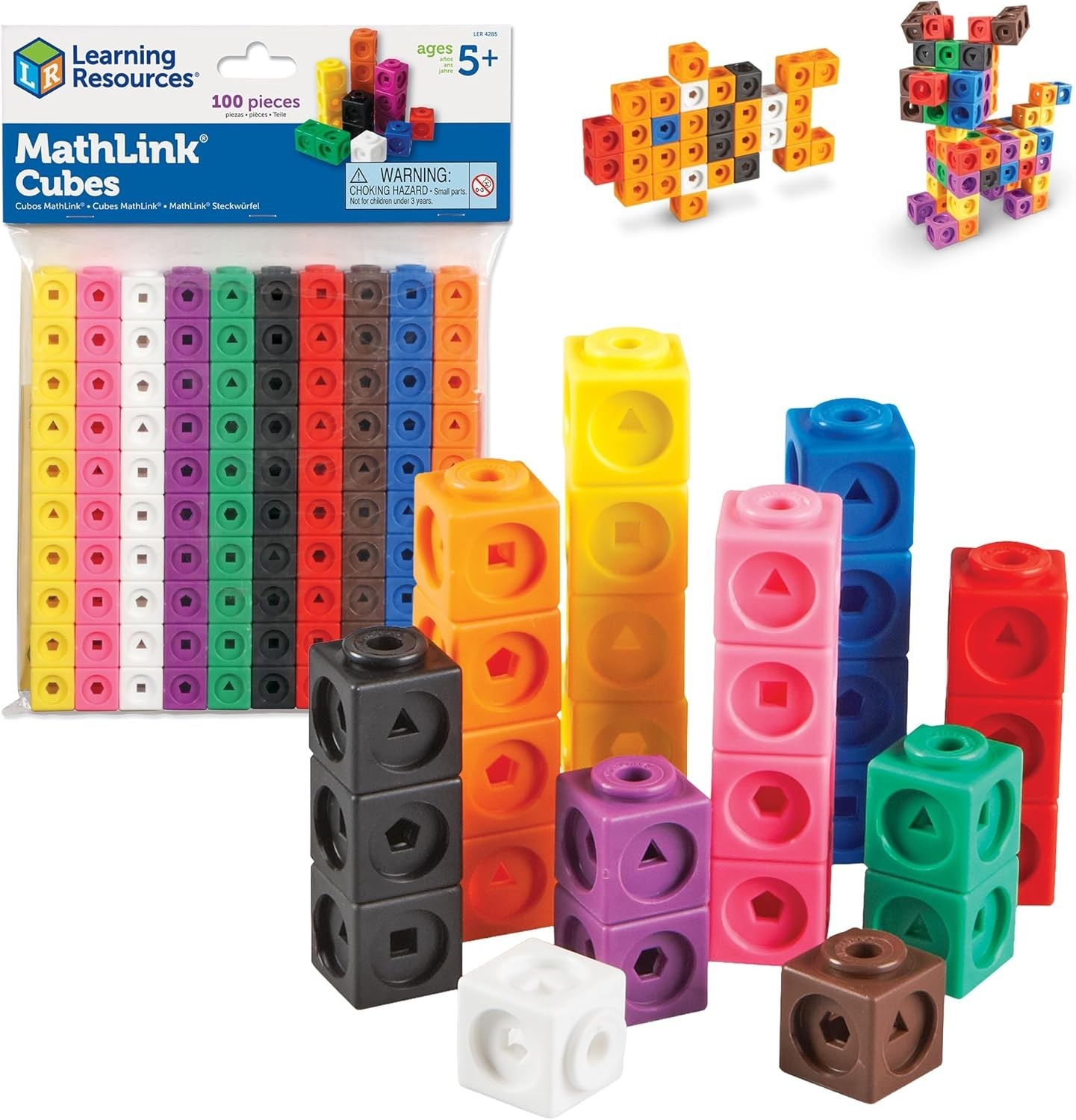 100 Multicolor MathLink Cubes – Hands-On STEM Toys for Early Math Skills