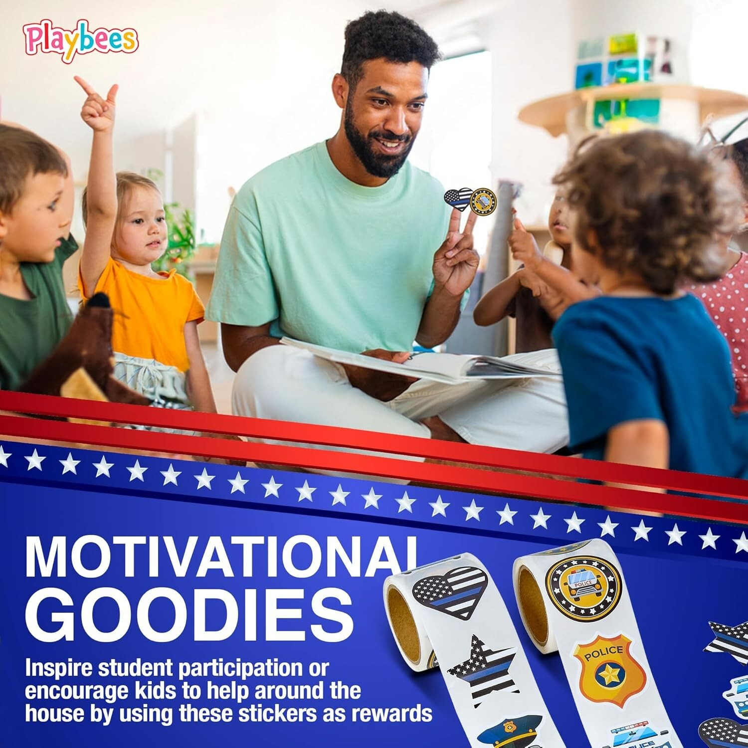 Police Stickers for Kids – 2 Rolls