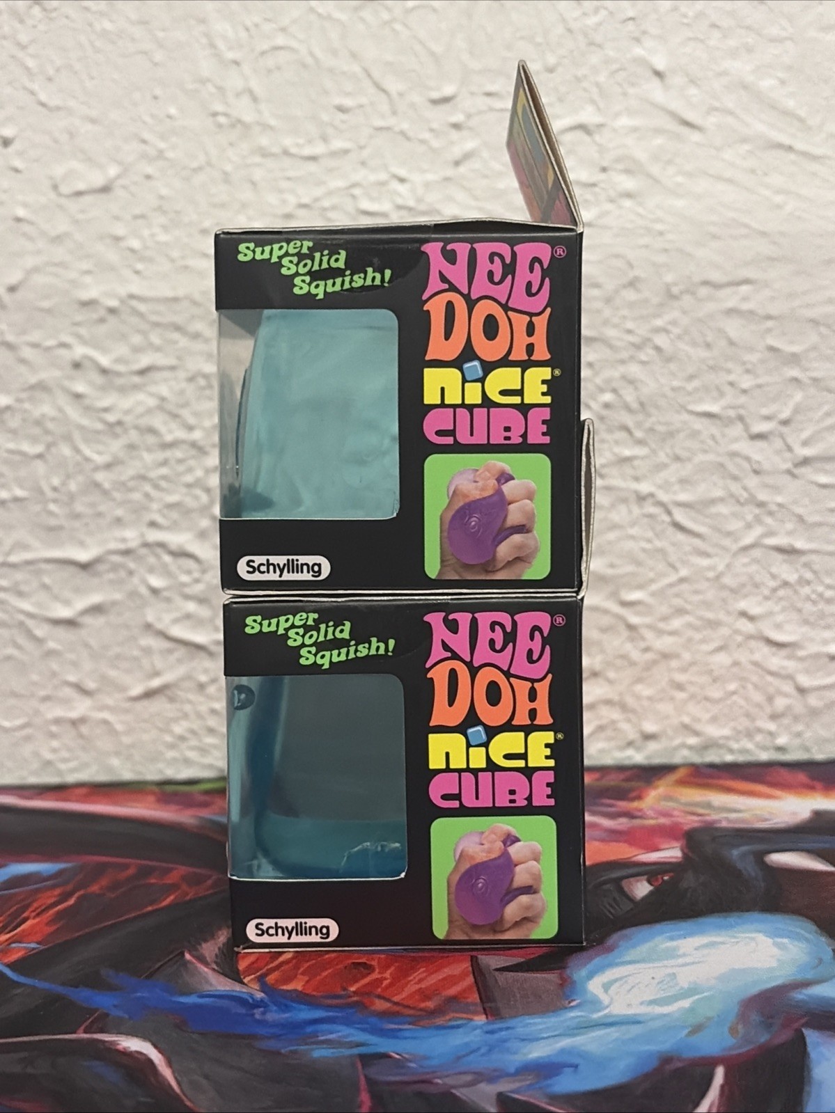 Nee Doh Nice Cube -Super Solid Squish! (Blue) -Brand New/Factory Sealed Lot Of 2