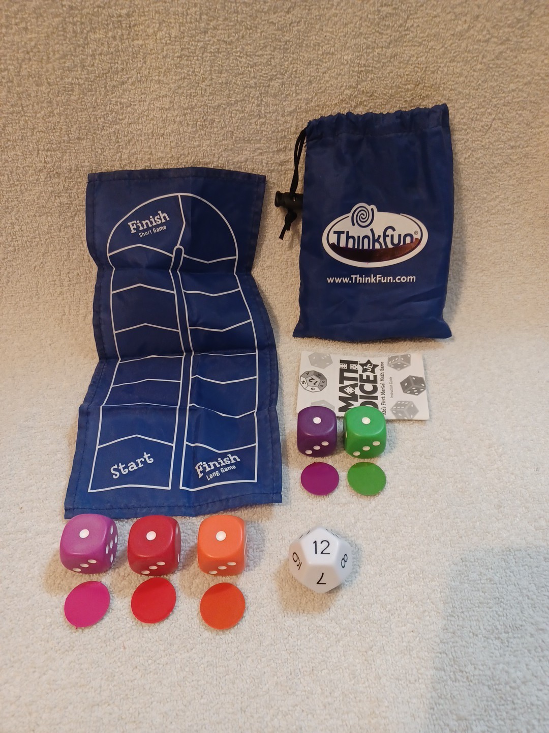 ThinkFun Math Dice Jr Game, homeschool math for fun learning complete EUC A-126