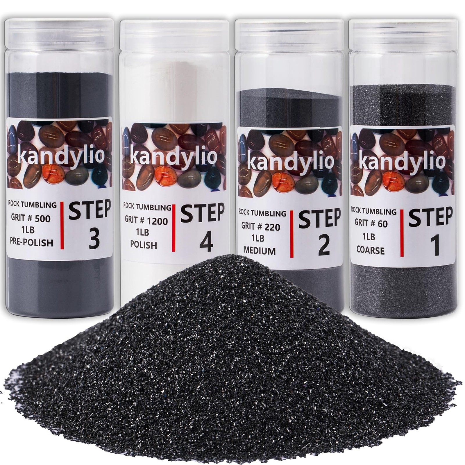4 Pounds Rock Tumbler Grit Kit Polish Upto 30LBS Rocks Silicon Carbide & Alum…