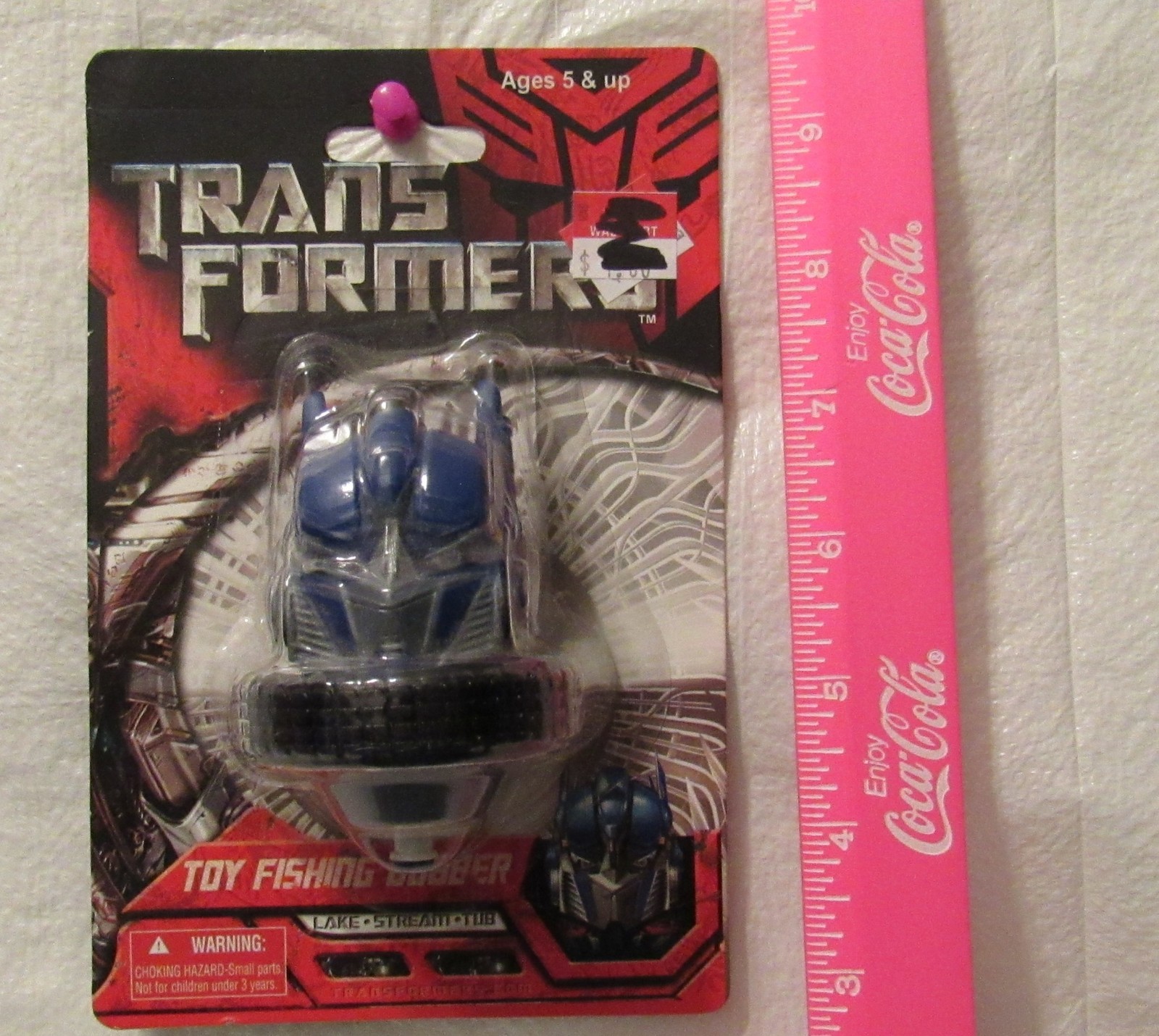 Optimus Prime Toy Fishing Bobber Transformers Lake Stream Tub Fun Blue Red NIP