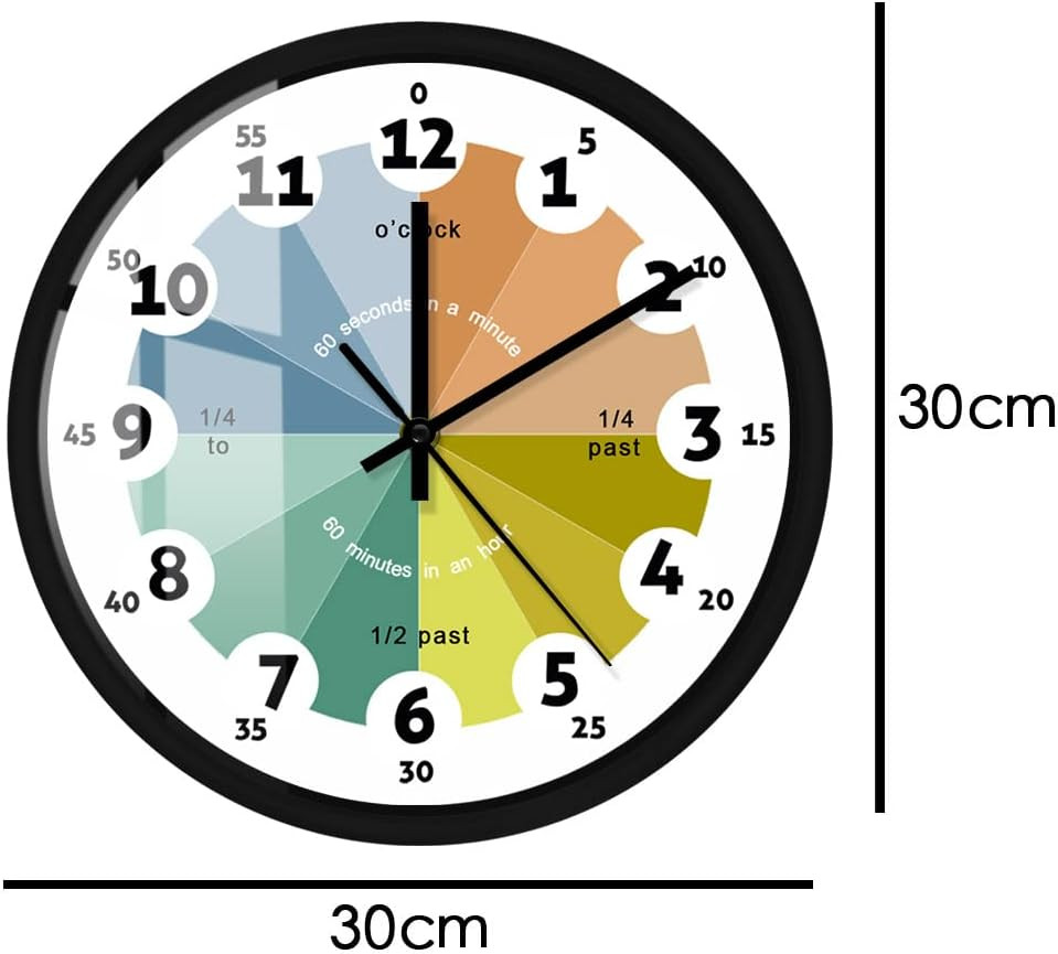 How to Tell Time Learning Silent Quartz Clock,Voice Control LED Night Light,Home