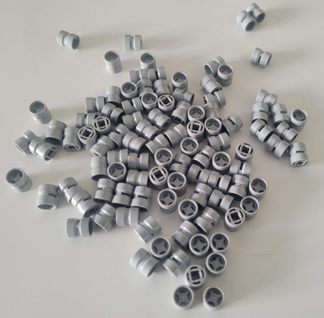 LEGO SET OF 102 SMALL WHEEL RIMS Part #74967 LEGOS 8mm Light Bluish Grey
