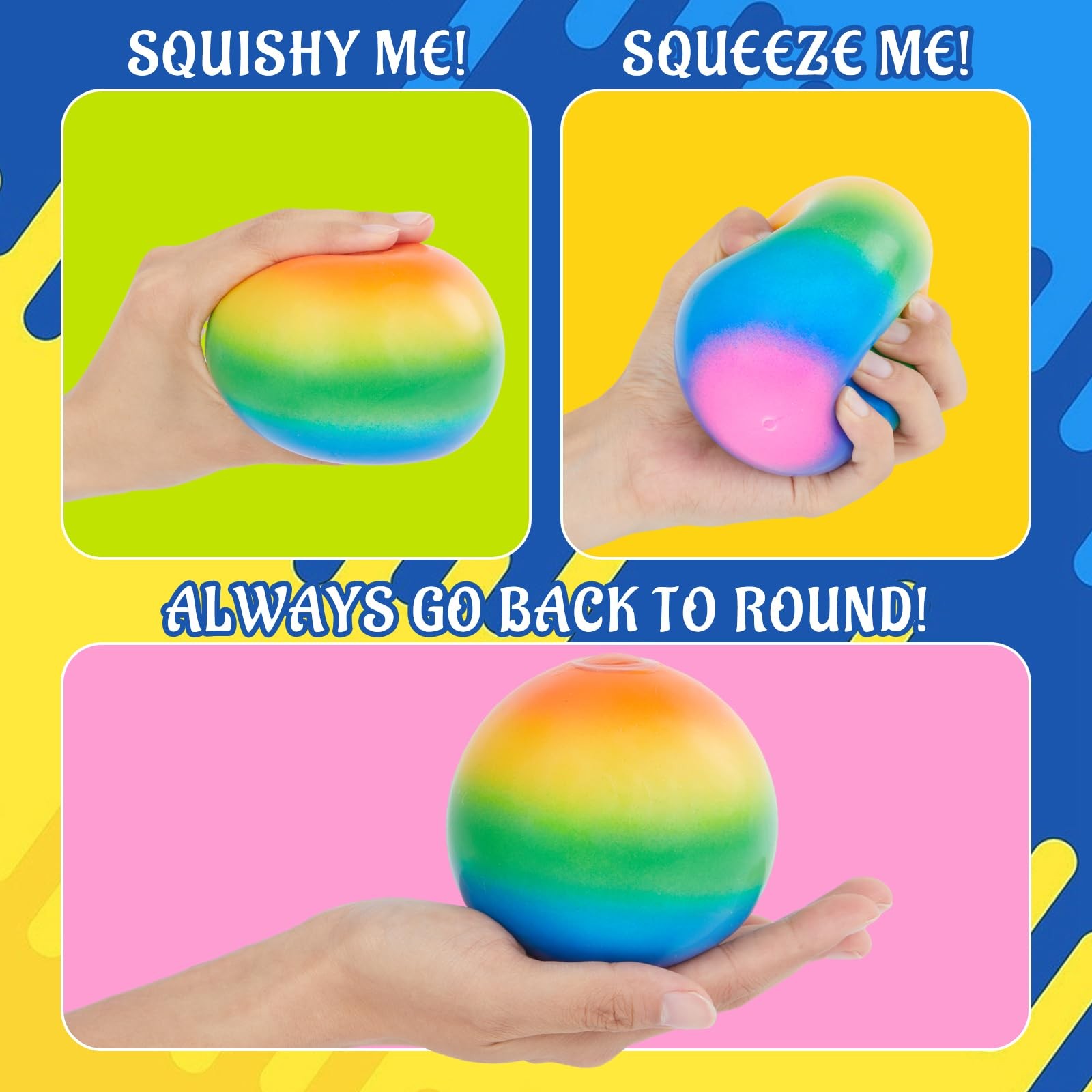 Giant 4-Inch Rainbow Stress Ball -Jumbo Big Squeeze Relief! 1Pack,