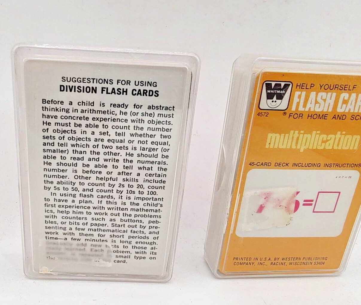 Vtg Whitman Flash Cards Multiplication Division Complete Plastic Cases Lot of 2