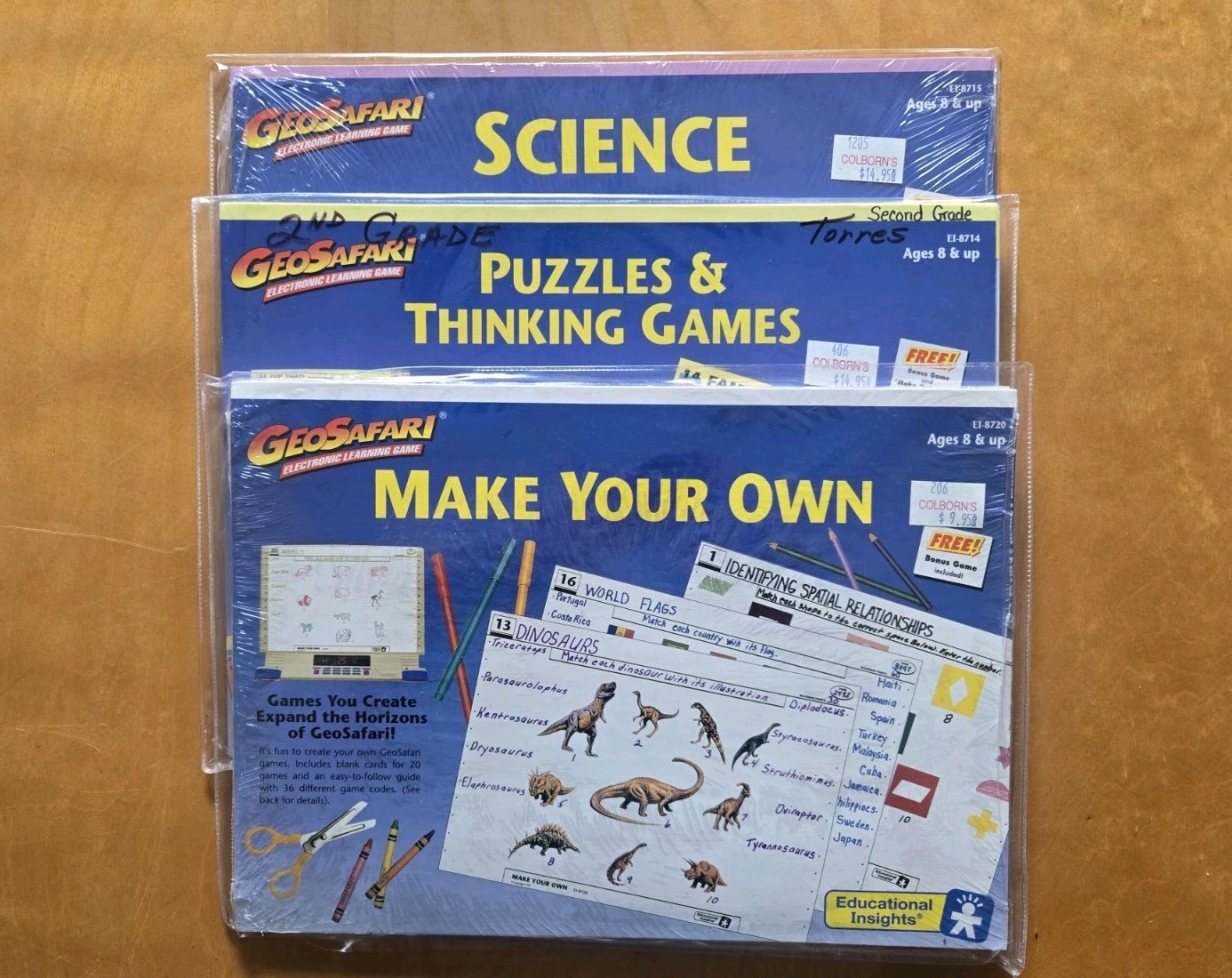 GeoSafari Electronic Learning Game Cards Lot of 3 Science, Make Your Own, Puzzle