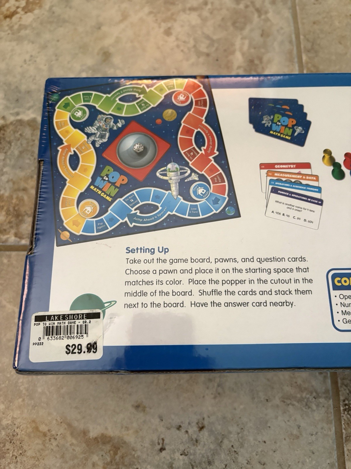 Lakeshore 2nd Grade Pop To Win Math Board Game Ages 7 Up New Common Core Sealed