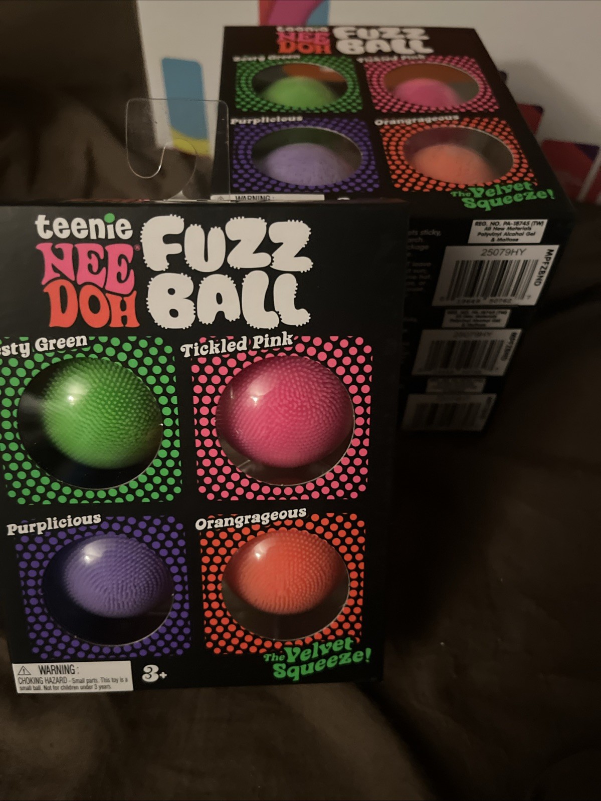 Nee Doh Teenie Fuzz Ball Green Pink Purple Orange Squeeze Toy