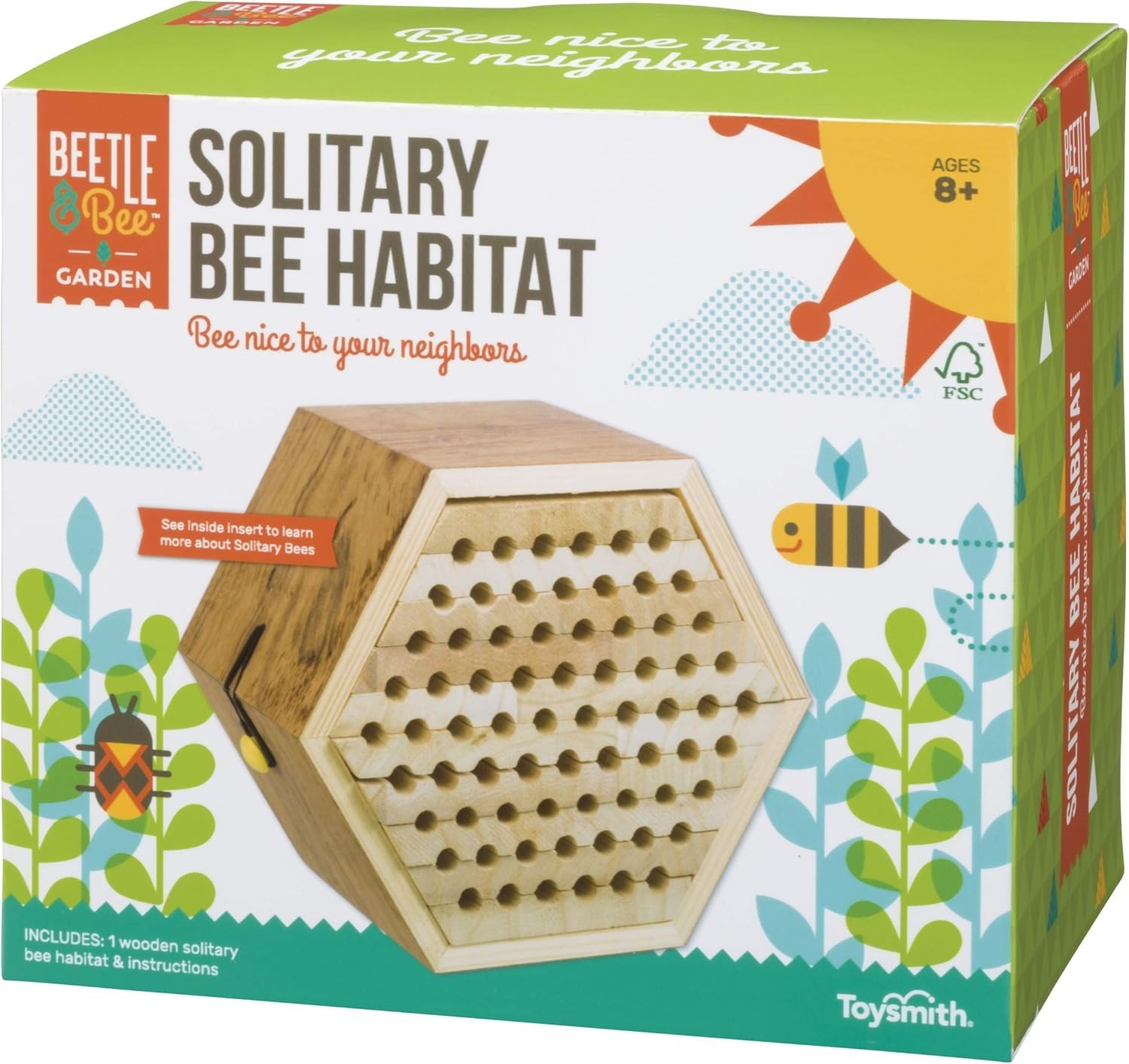 Wooden Solitary Bee Habitat Kids Craft Kit Educational DIY Outdoor Garden