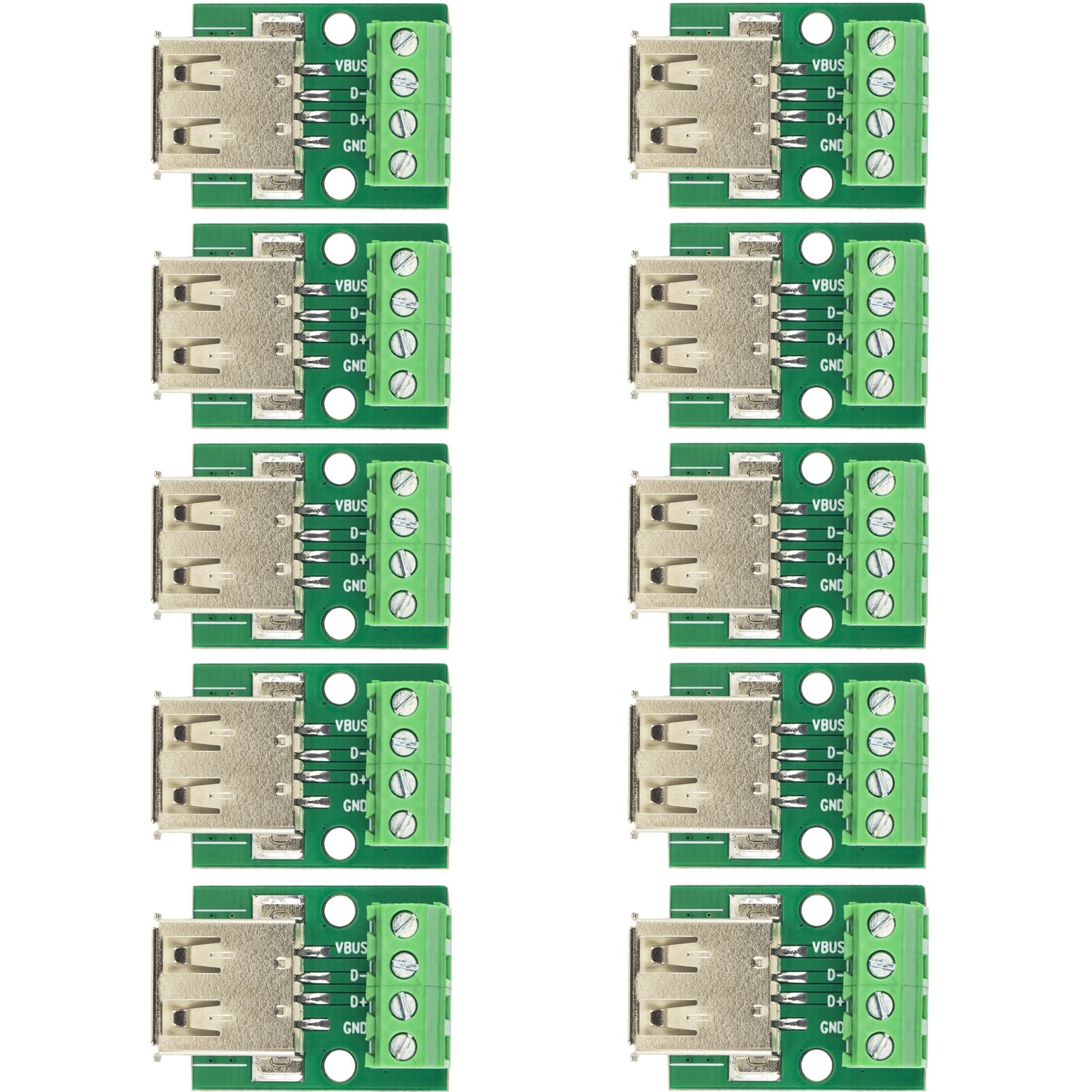 USB 2.0 Type A Female to Terminal Screw A Breakout Board (10pcs)