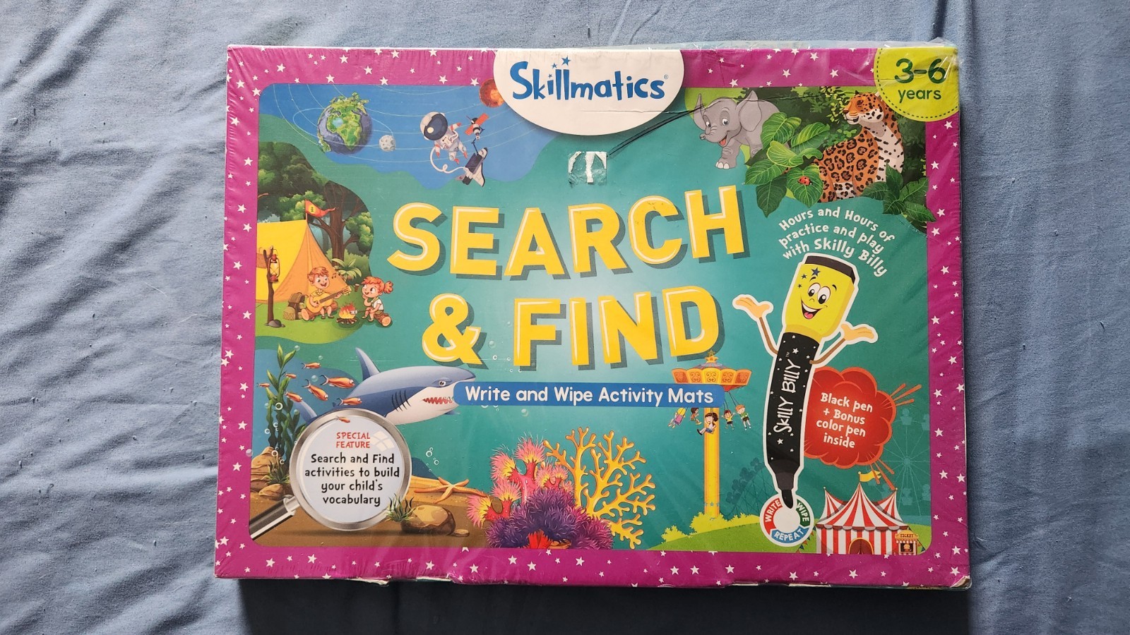 Skillmatics Preschool Learning Search & Find Write & Wipe Mats for 3-6 New