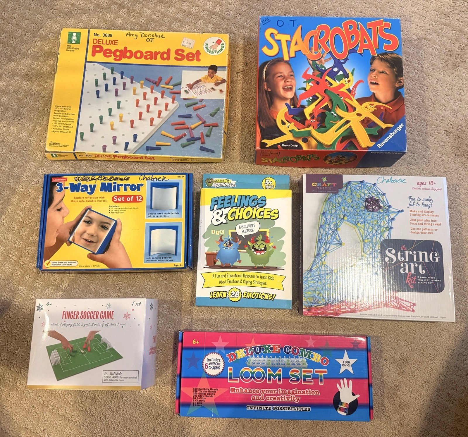 Lot Games Occupational Therapy Fine Motor Zones Pegboard Stacrobats Soccer