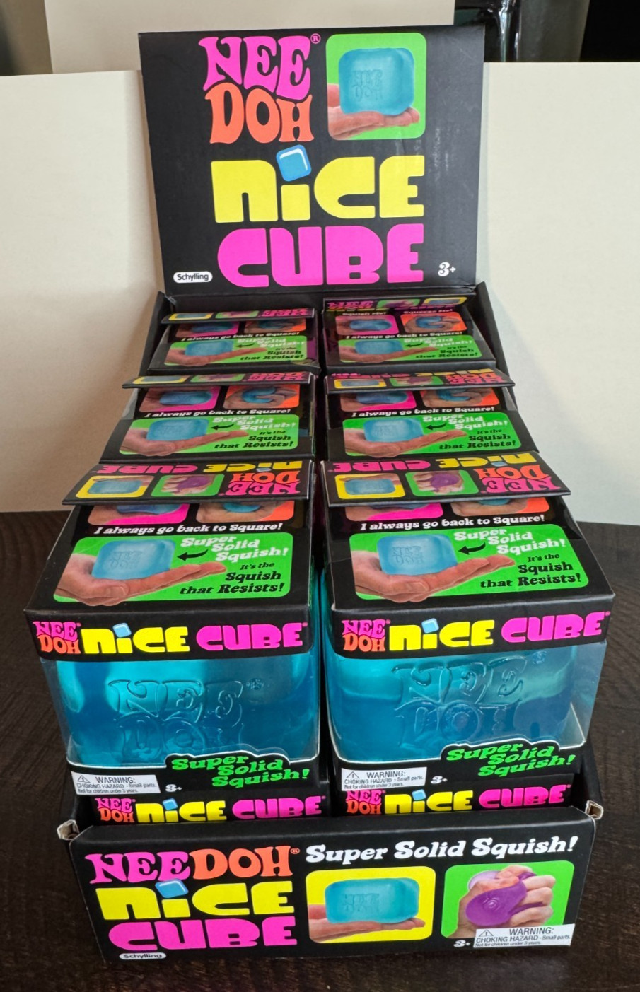 NEW Needoh Nice Cubes blue, purple, pink lot of 12 bulk Schylling w display box