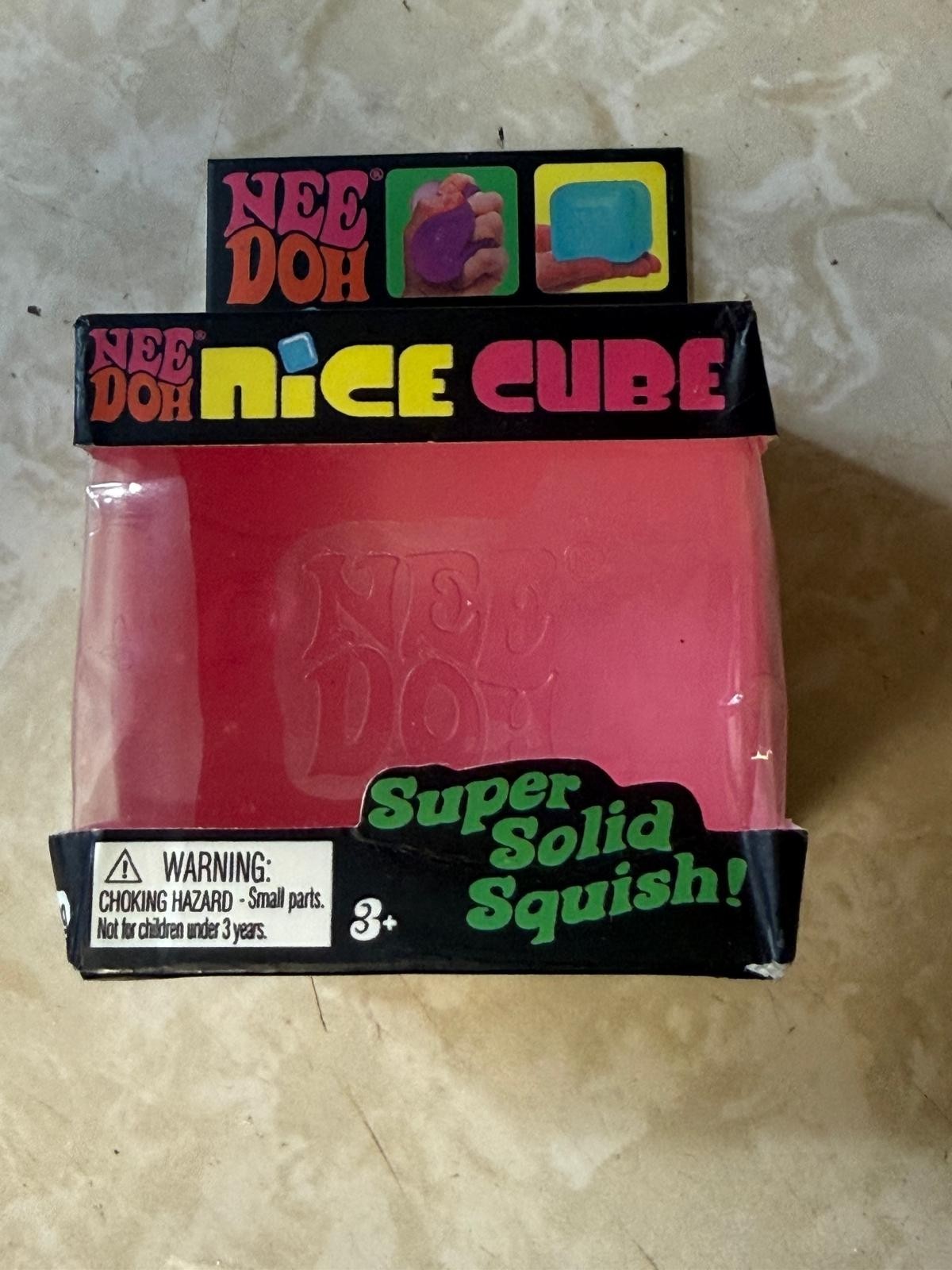 Nee Doh Nice Cube Super Solid Squish Pink Squeeze Toy Brand New Unopened Box