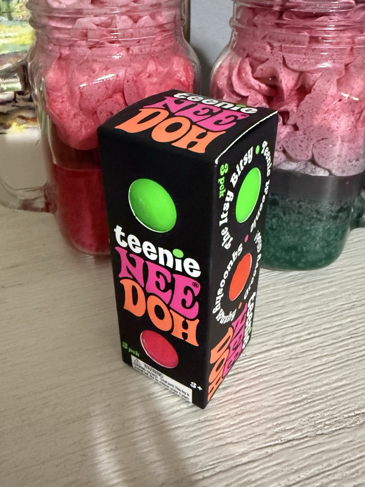NEW Teenie NeeDoh 3 Pack Squishy Stress Toy Groovy Glob Green Red Pink