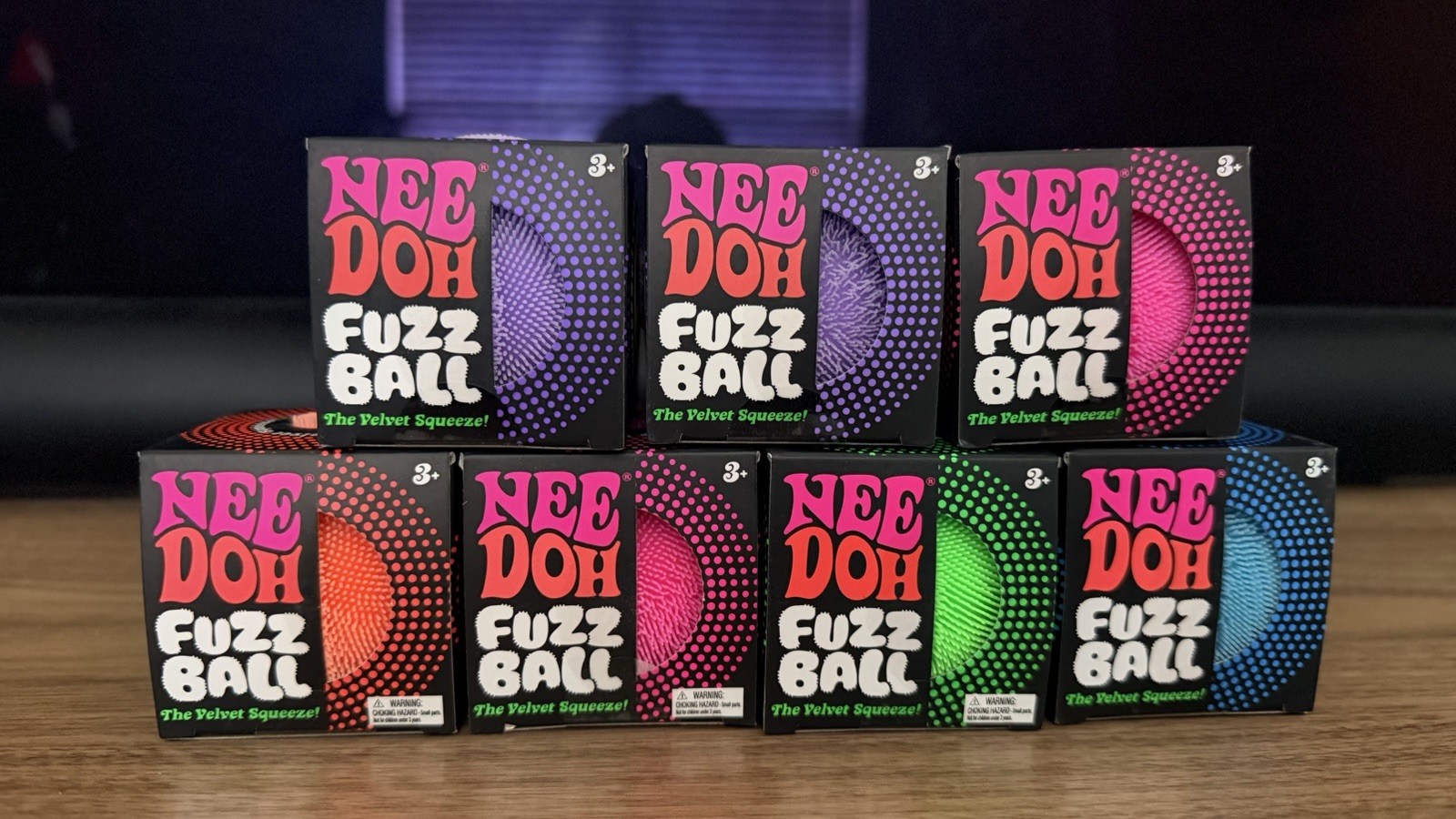 Needoh FUZZ BALL FlowerPower Nee Doh Squish Stress Ball NEE-DOH Fuzzball