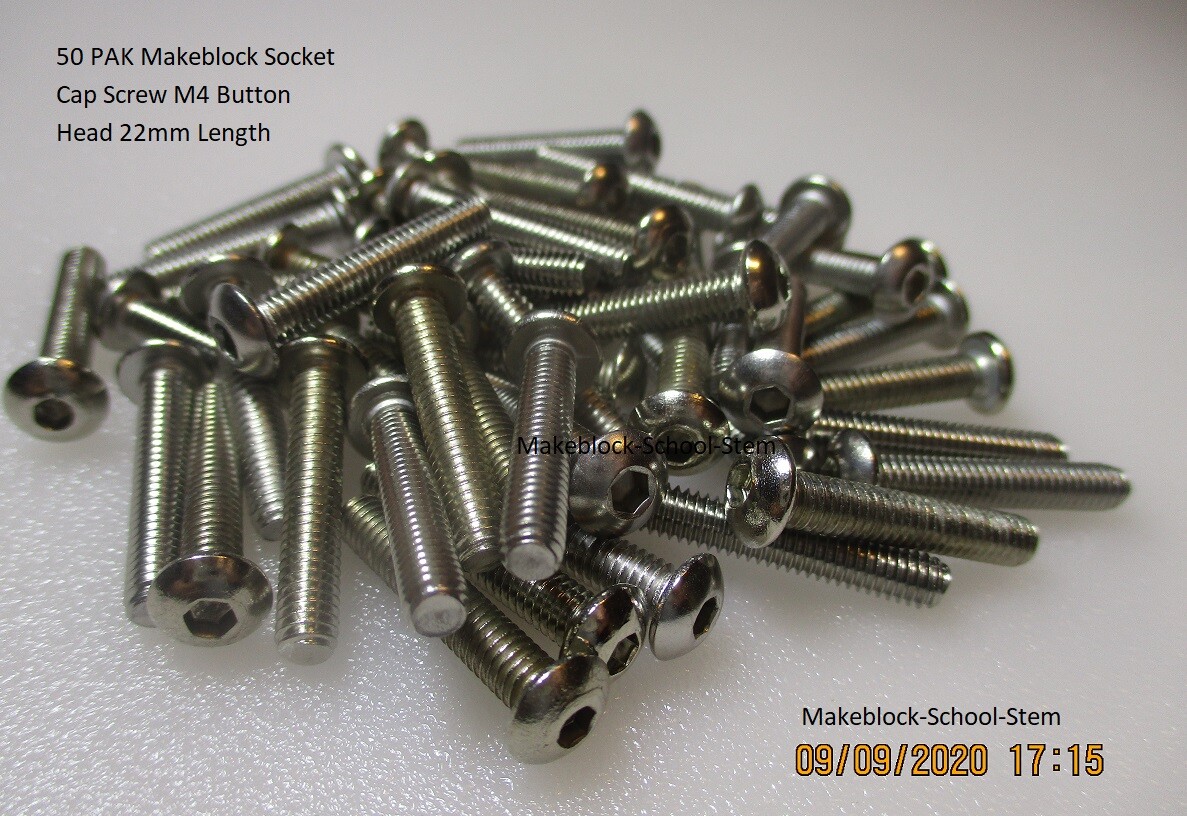50 PAK Makeblock Socket Cap Screw M4 Button Head 22mm Length