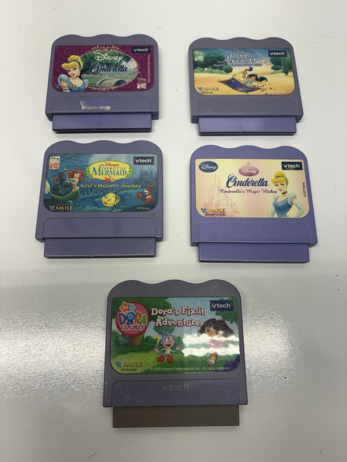 VTech V.Smile Disney Princess Game Lot Aladdin Cinderella Little Mermaid