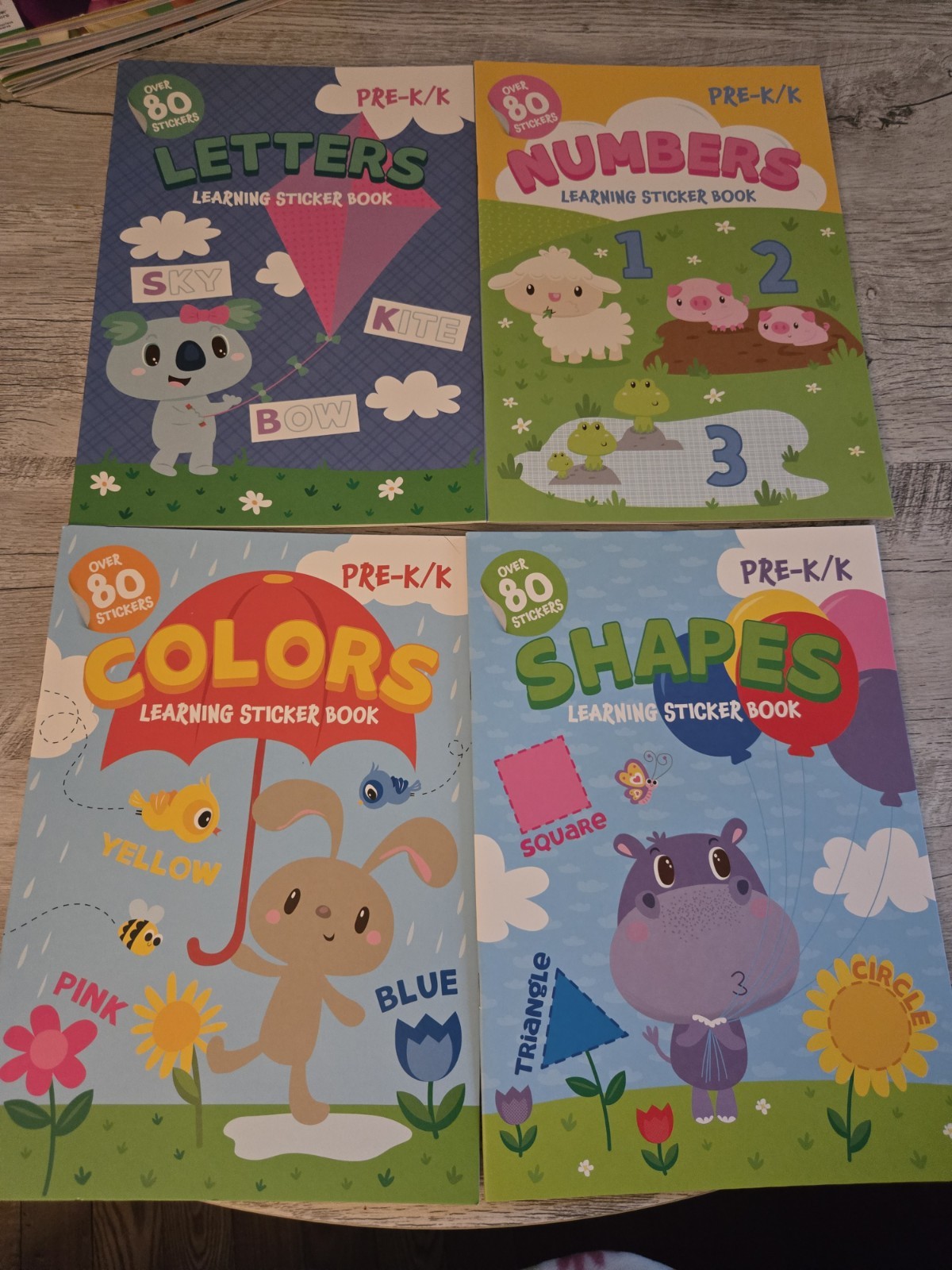 Set Of 4: Pre-K/K Learning Sticker & Activity Books. OVER 80 STICKERS EA