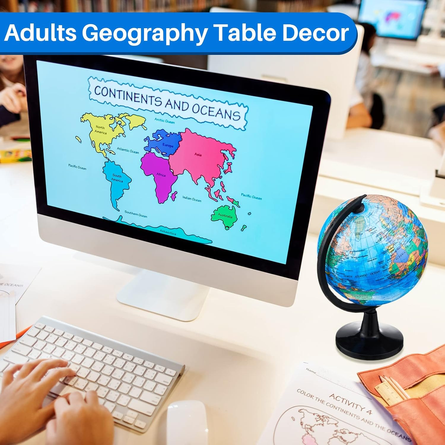 6 Pcs World Globe for Kid 4.6” Educational Mini Desk Decorative Earth Globes wi