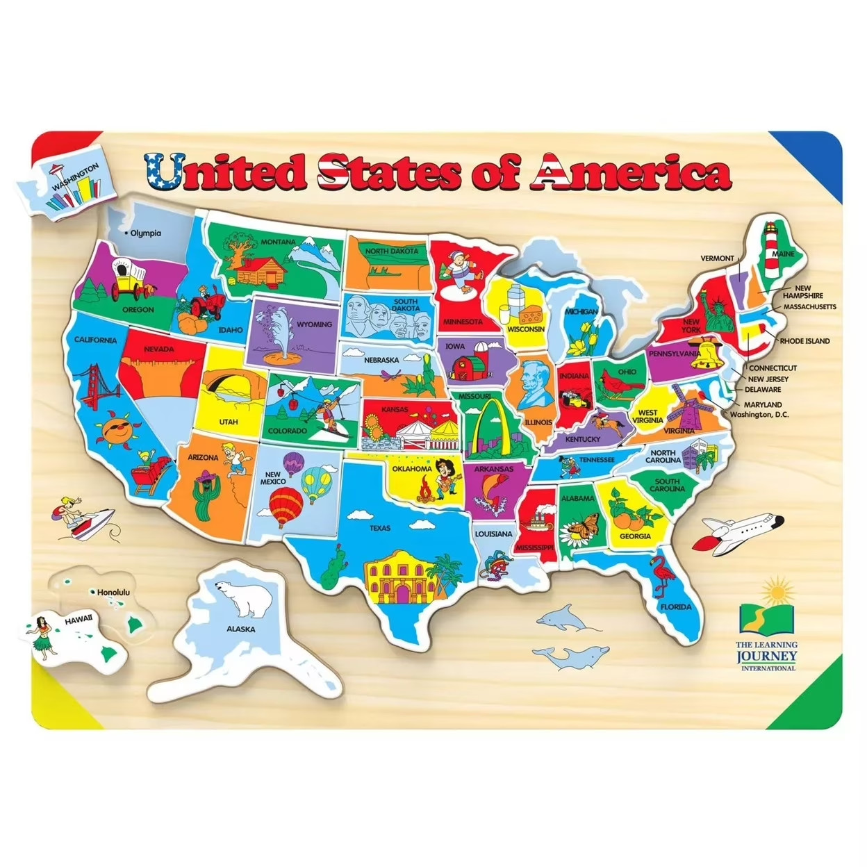 The Learning Journey Lift and Learn Puzzles Colors and Shapes + USA Map 2 Pack