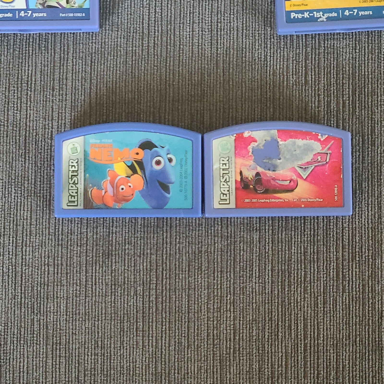Leapster Games Lot Of 4 Games, Wall•e, Toy Story 3, Finding Nemo, And Cars