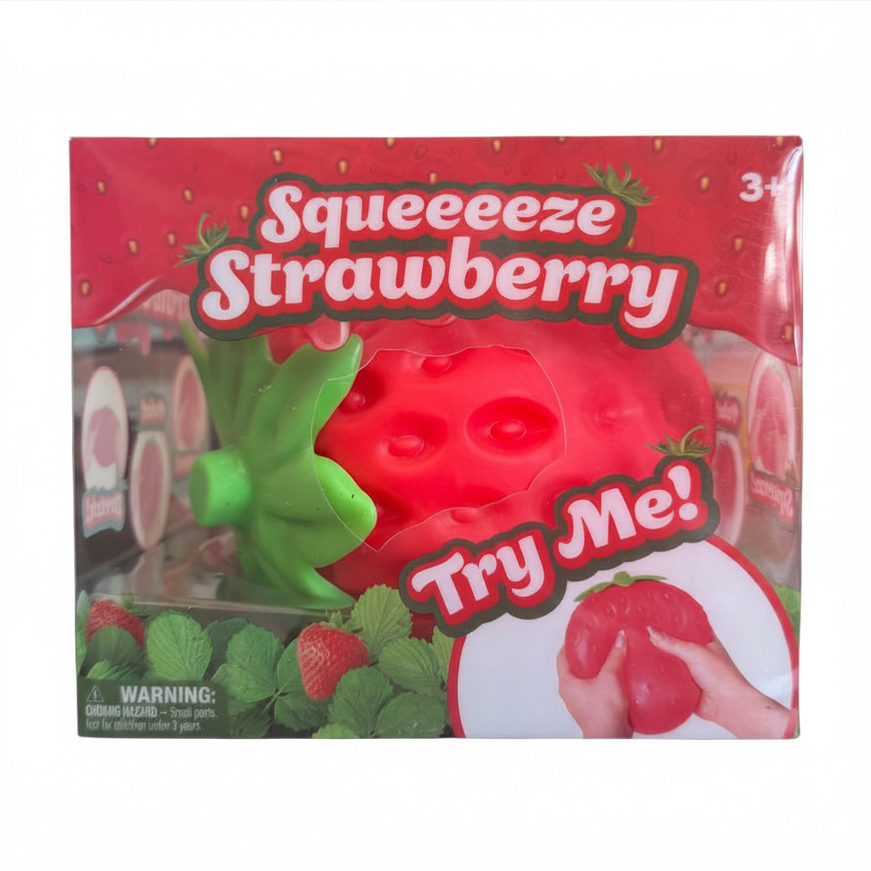 Sunny Days Jumbo Squeeezy Strawberry Squishy Sensory Toy – NEW