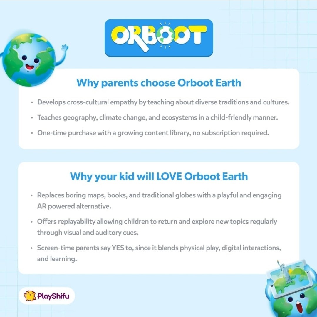 PlayShifu Earth Interactive Kids Globe 1000+ Facts Globe Children Orboot