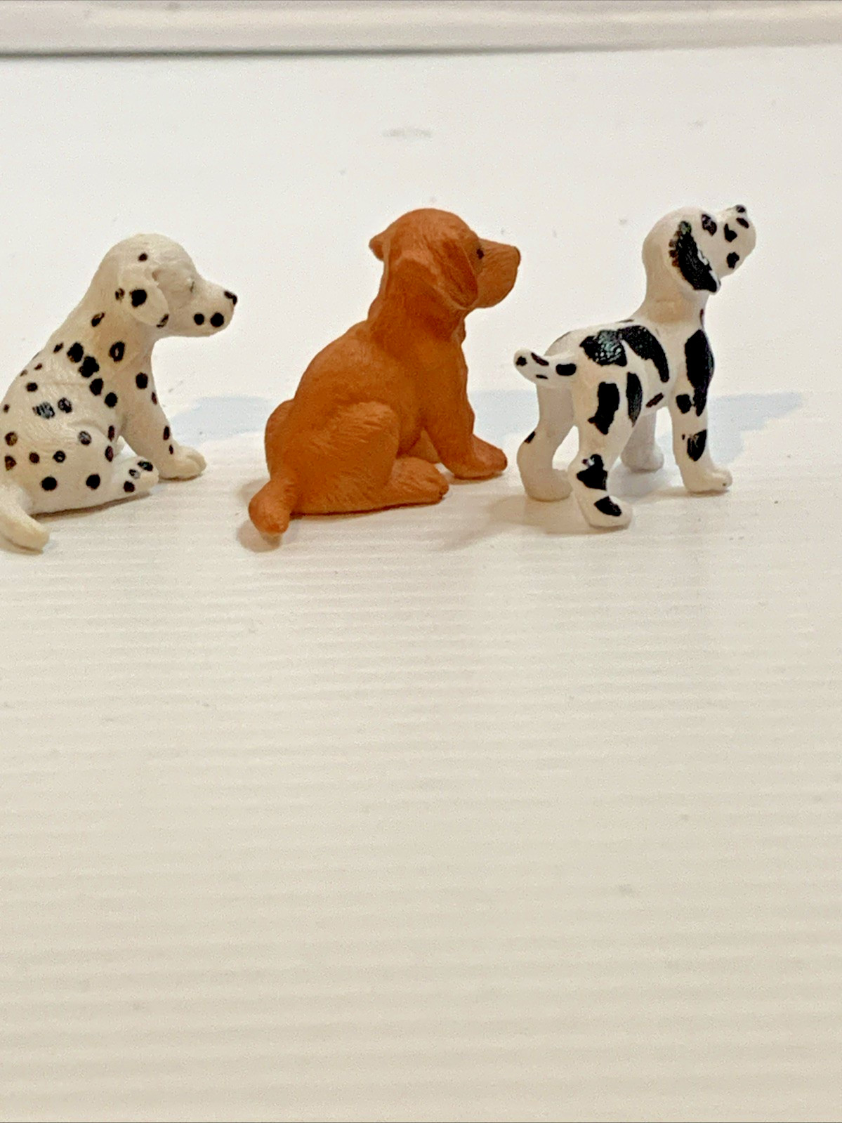 Miniature Puppy Toy Set 3 Plastic Dogs Dalmatians & Golden Retriever