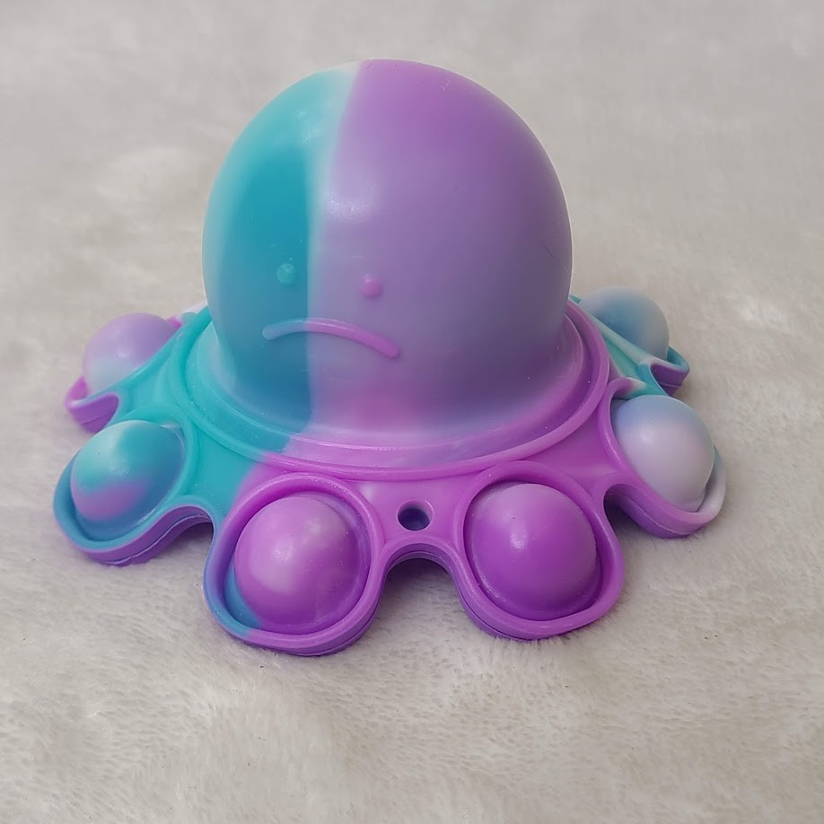 Octopus Push Pop Bubble Fidget Sensory Toy Reversible Blue Purple