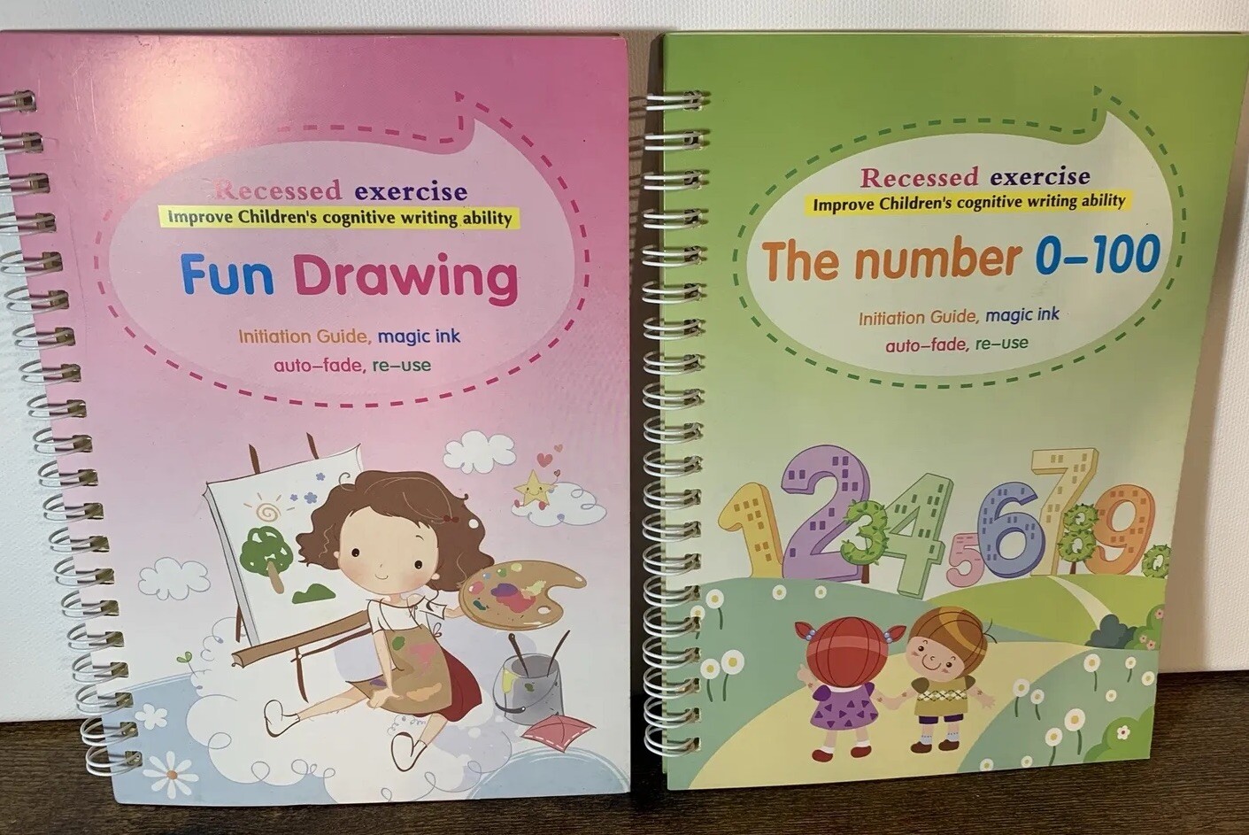 7 Lot Kids Sank Print Reusable Books~Spiral Bound~Handwriting Education