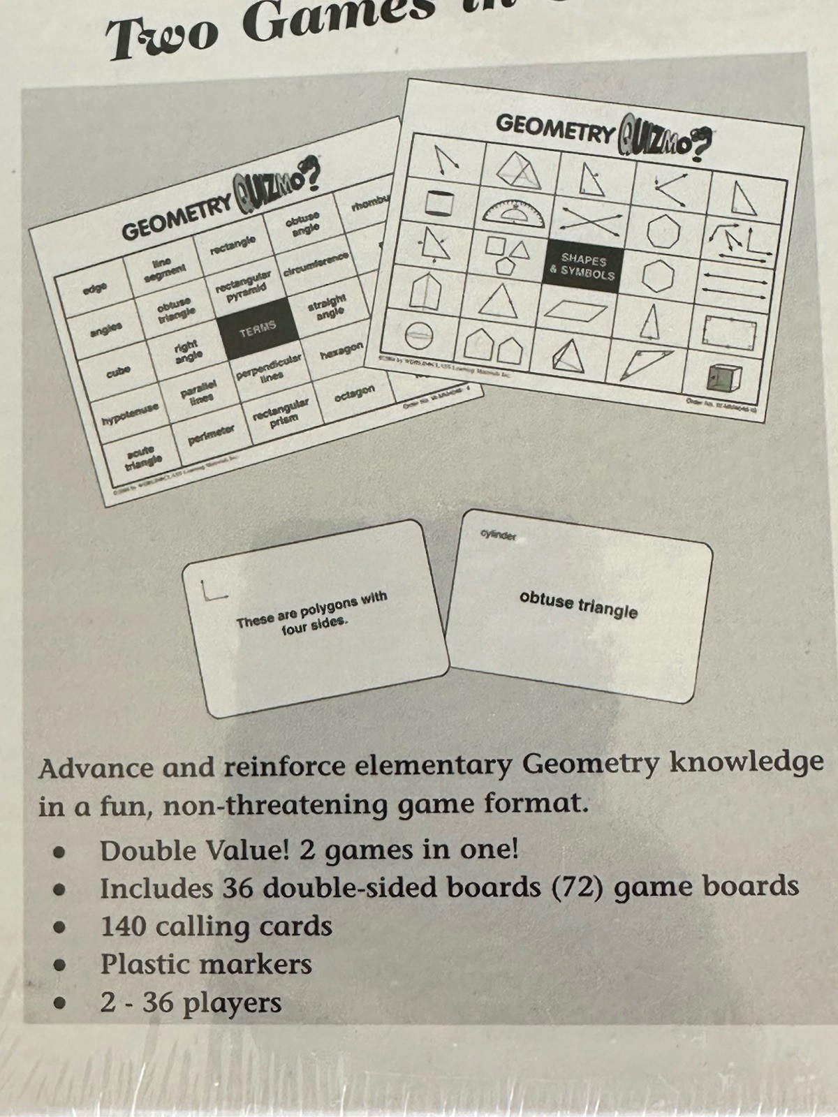 Quizmo Geometry Game Shapes Symbols Terms New Sealed Educational Bingo Homeschoo