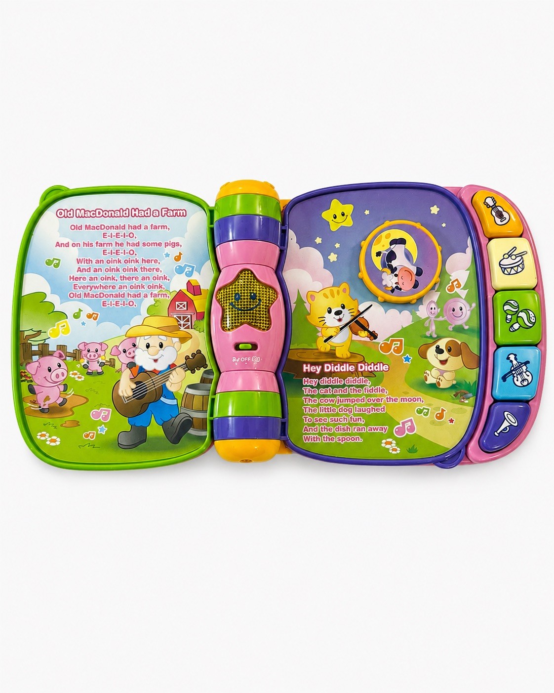V-tech Musical Rhymes Book Pink Purple Pastel Tested Works Great Songs Light