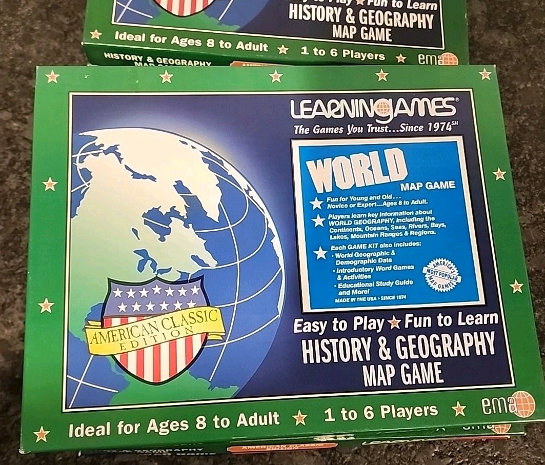 Lot of 8 NIB Vintage Learningames History & Geography Map Games NEW & COMPLETE