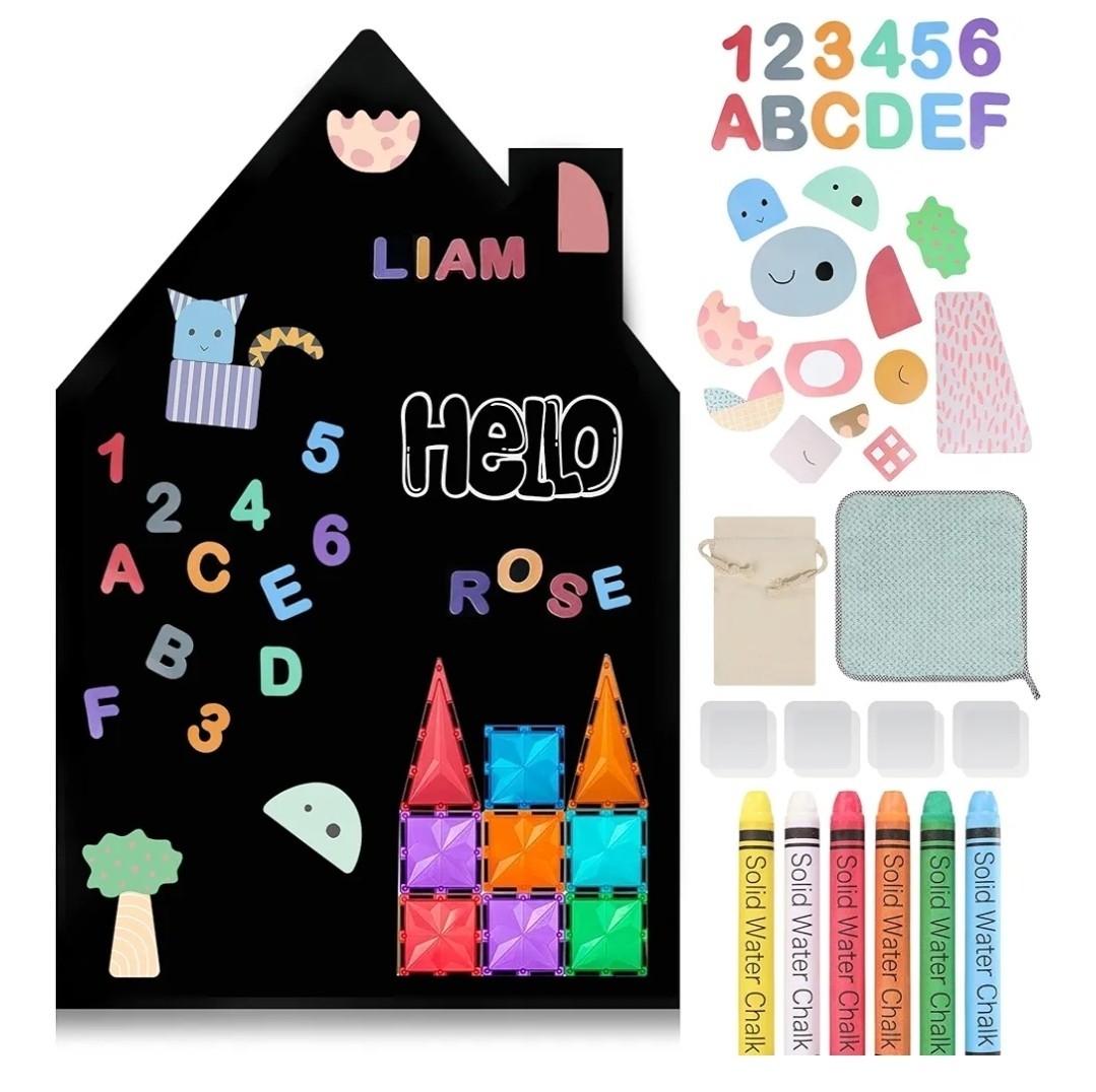 New Peel and Stick Magnetic Chalk Wall Decal with Learning Set