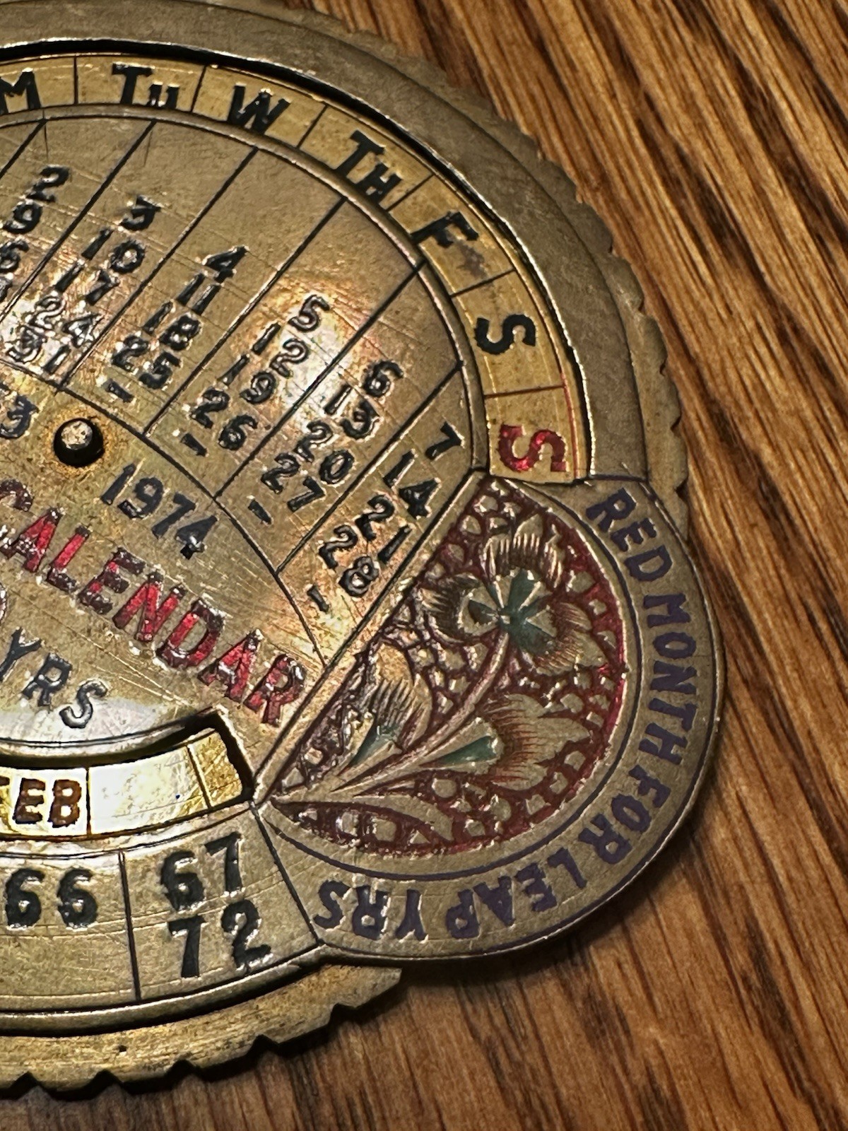 12 Year Calendar 1963 -1974 Circle Calendar the Shows Days of the Week & Month
