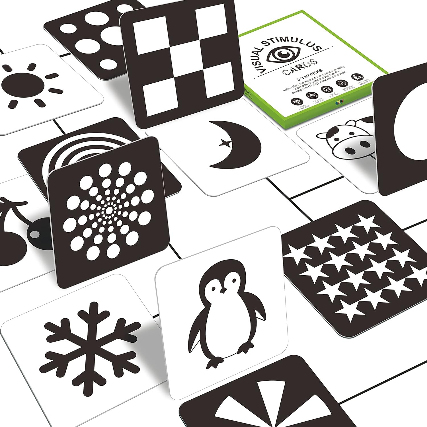 100 PCS 200 Page Black White Colorful 3D Visual Stimulation Baby Flashcard for N
