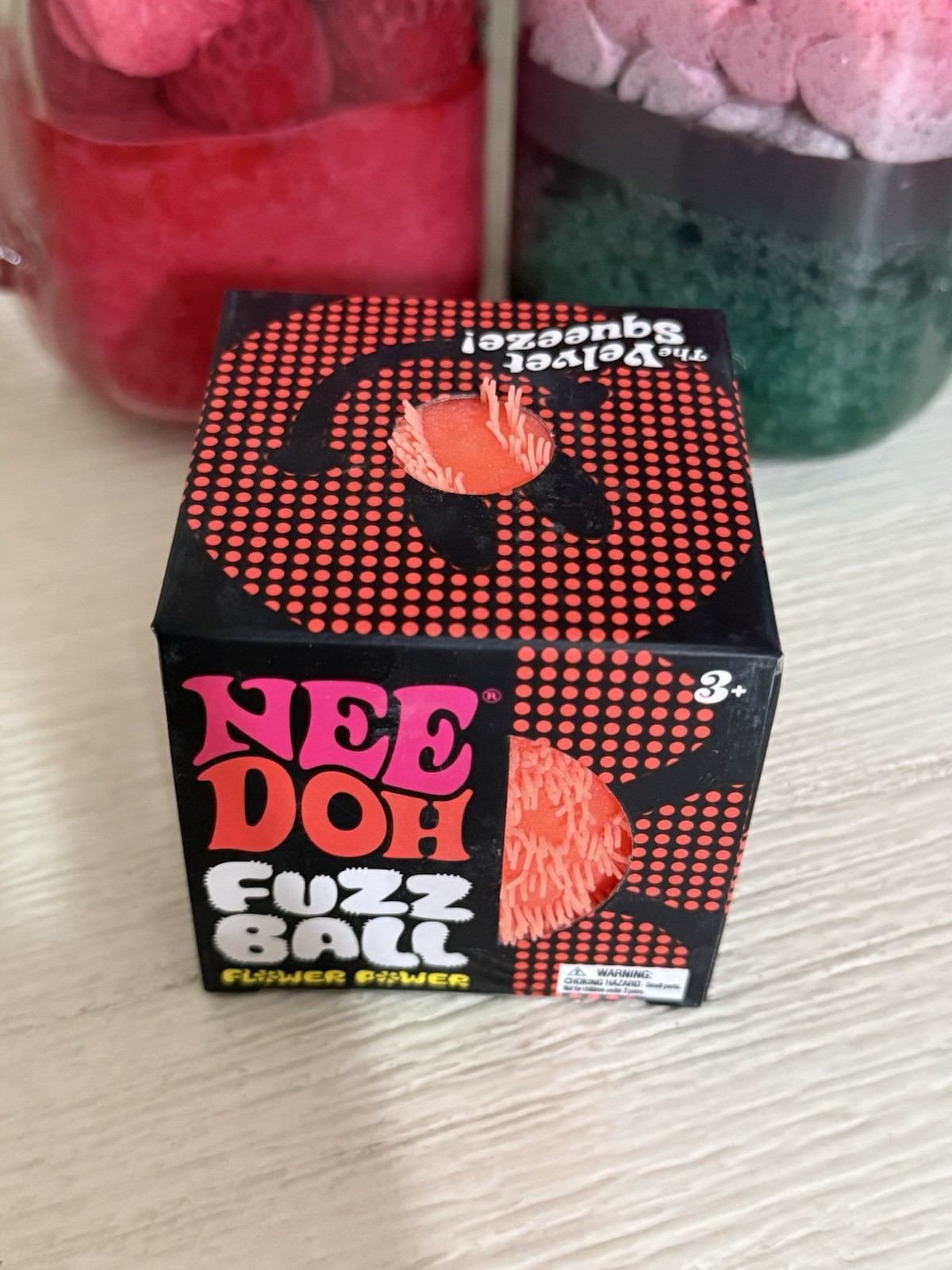 Orange Needoh FUZZ BALL Flower Power Nee Doh Squishy NEE-DOH Fuzzball AUTHENTIC