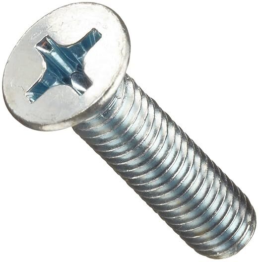Small Parts Steel Machine Screw, Zinc Plated Finish, Flat Head, Phillips Drive,