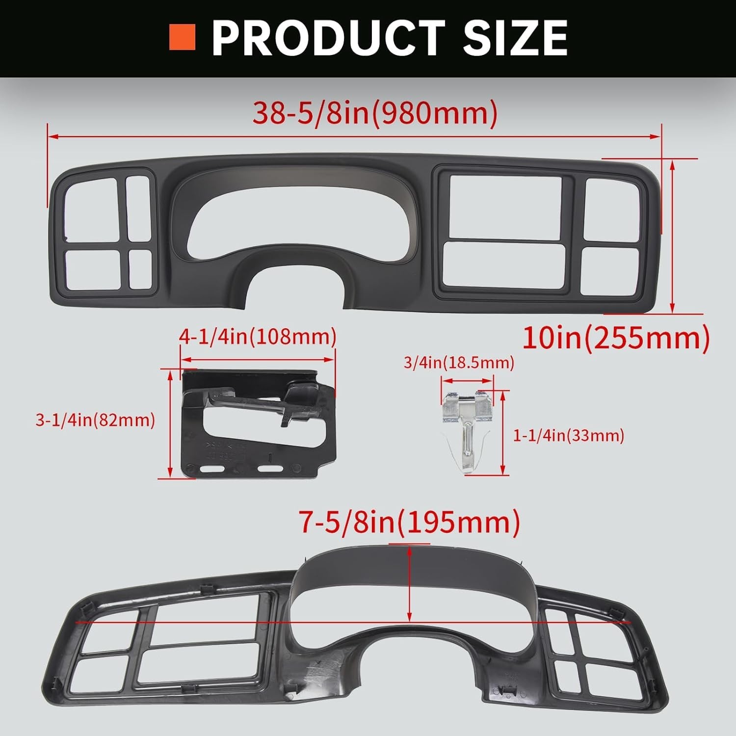 Kojem Double DIN Dash Cover Kit Compatible With 1999-2002 Chevy Silverado Avalan