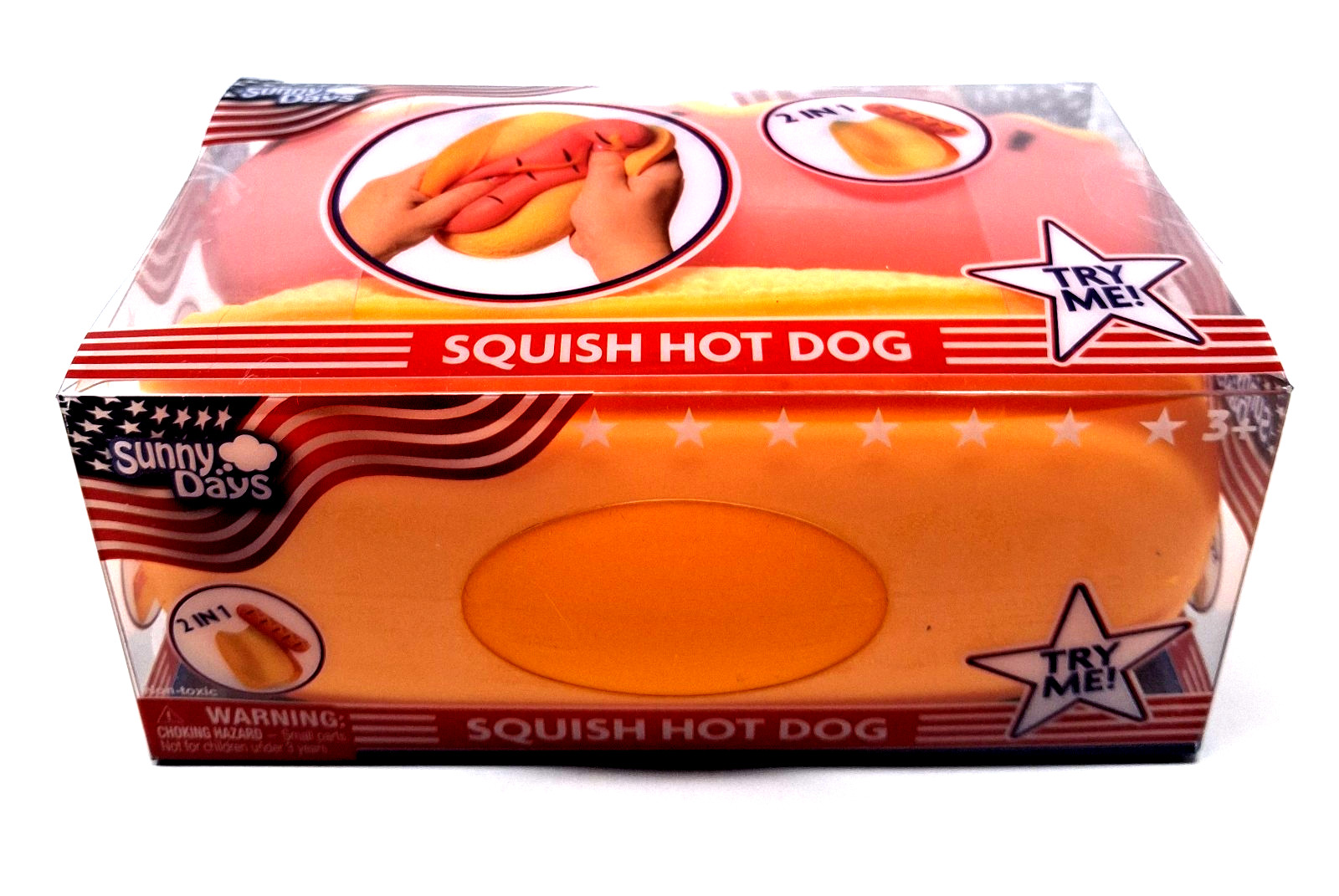 Sunny Days Squish Hot Dog 2-in-1 Squishy Sensory Soft Fun Toy Viral Squeeze