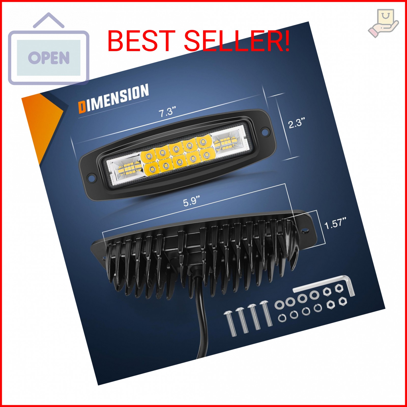Nilight Flush Mount LED Pods 2PCS 6 Inch 60W LED Work Light Flood Spot Beam Comb