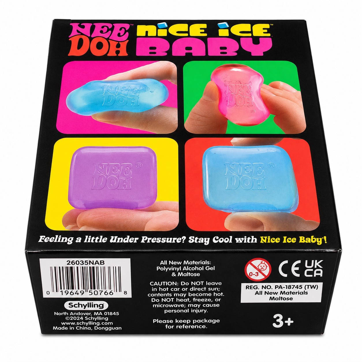 Schylling NeeDoh Nice Ice Baby Squeeze Toy 4-Pack Blue/Purple/Pink 3+