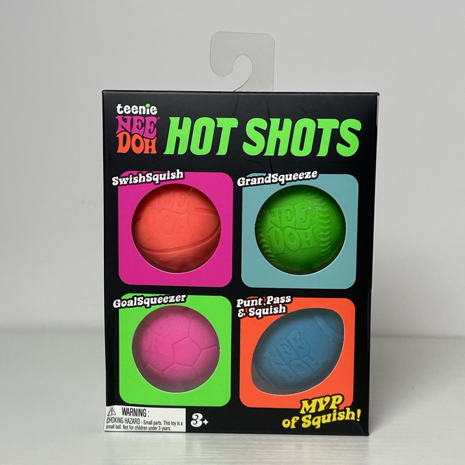 Schylling NeeDoh Teenie Hot Shots 4-Pack sports Stress Fidget Sensory Nee Doh