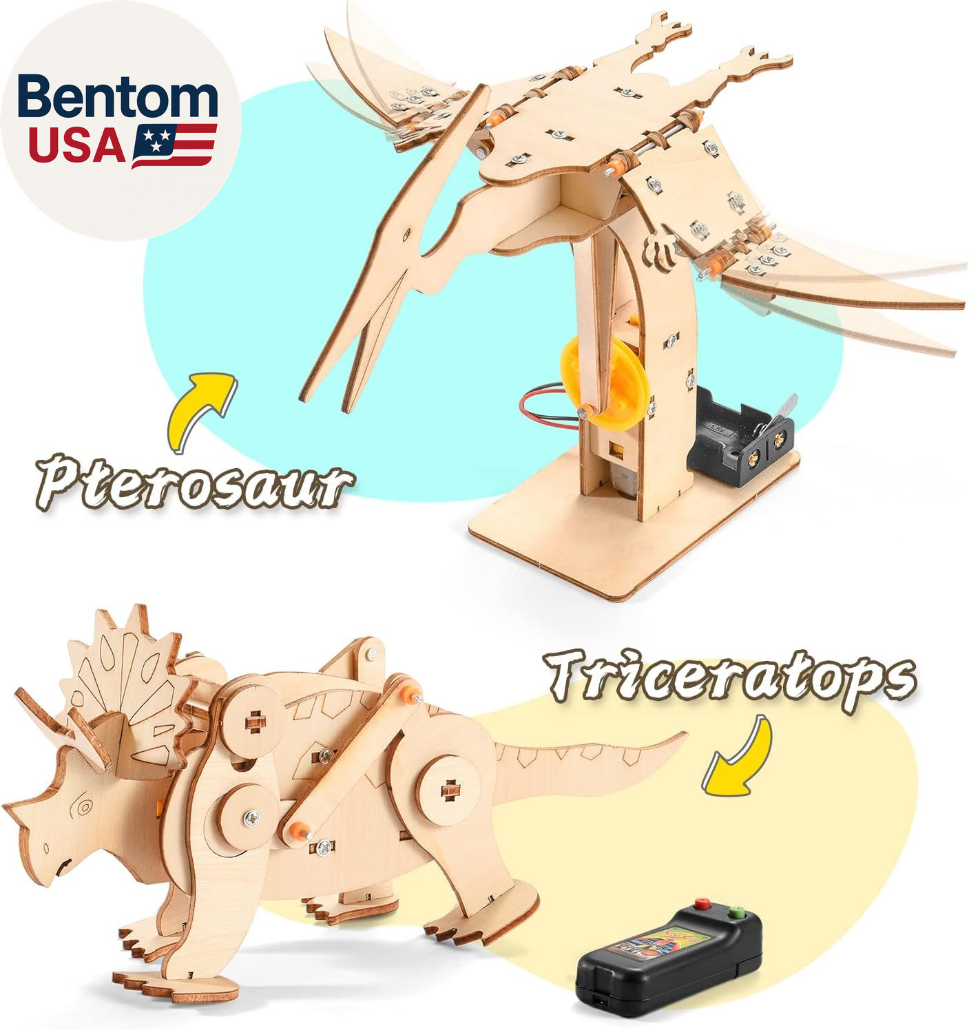 Dinosaur STEM Kits for Kids Ages 8-10-12, 4 in 1 Wood Building Toys for Boys Age